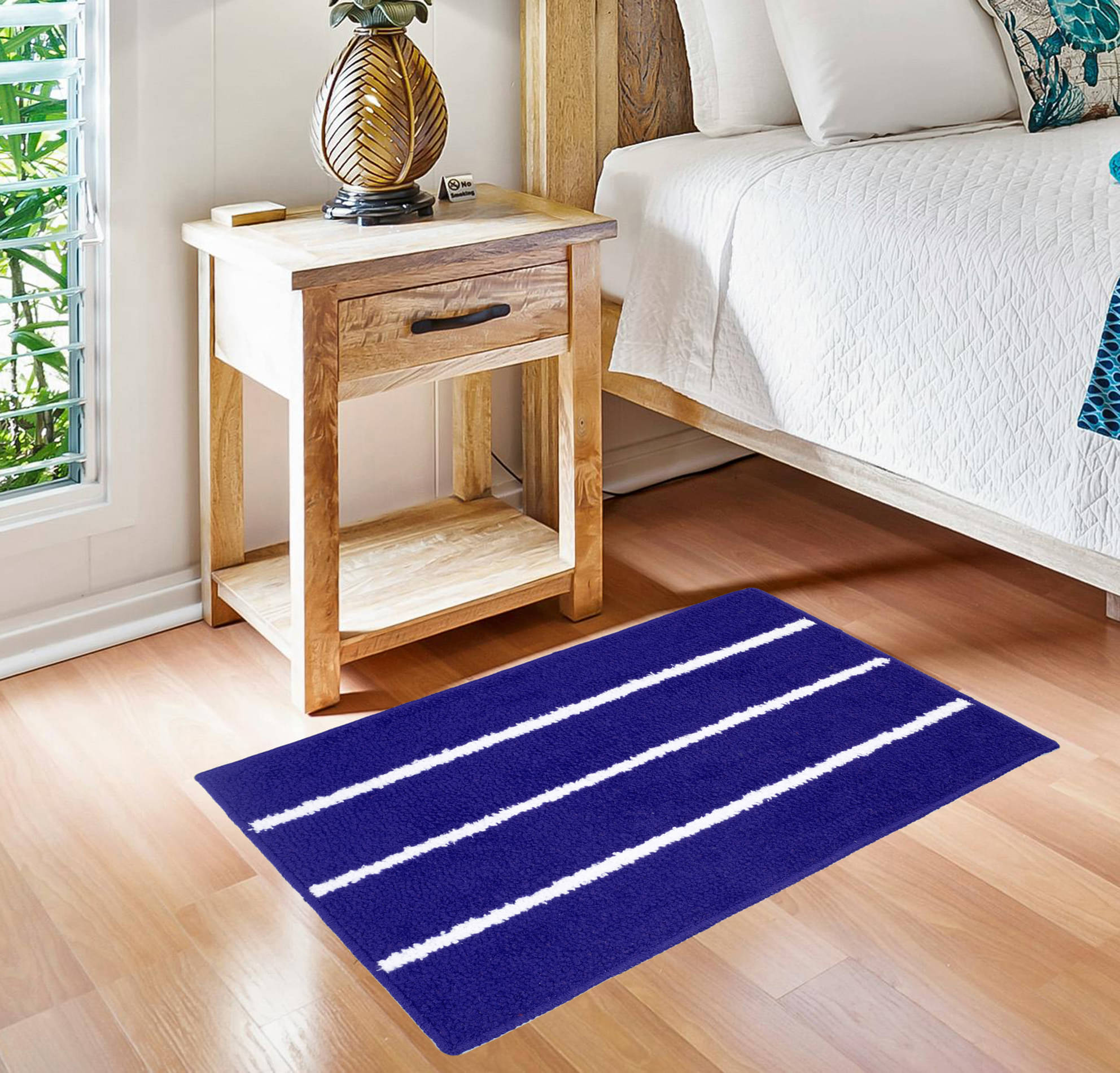 ADIRNY - Anti-skid Polycotton Door Mat ( 59 X 39 cm ) Single - Blue ADIRNY - Anti-skid Polycotton Door Mat ( 59 X 39 cm ) Single - Blue