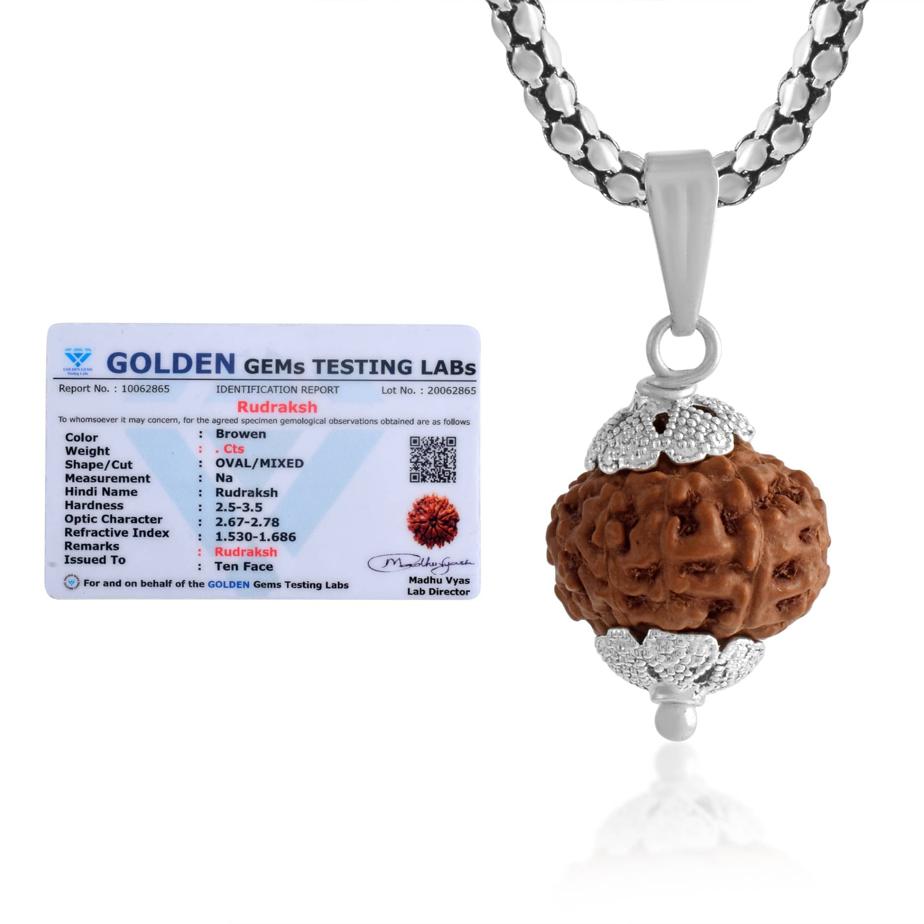 ADMIER 10 Mukhi Rudraksha Pendant With Chain ( Pack of 1 ) ADMIER 10 Mukhi Rudraksha Pendant With Chain ( Pack of 1 )