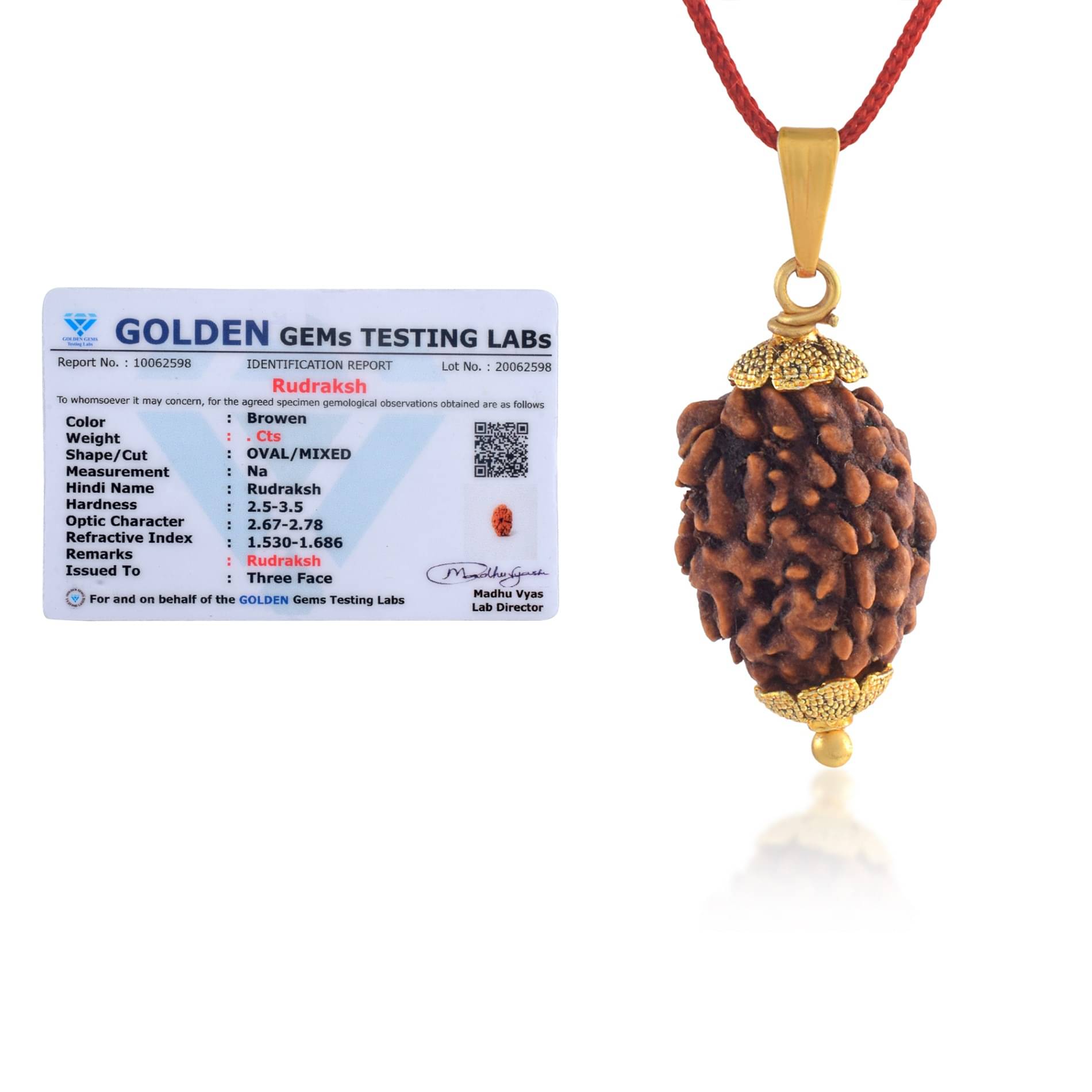 ADMIER 3 Mukhi Rudraksha Pendant With Thread ( Pack of 1 )     			ADMIER 3 Mukhi Rudraksha Pendant With Thread ( Pack of 1 )