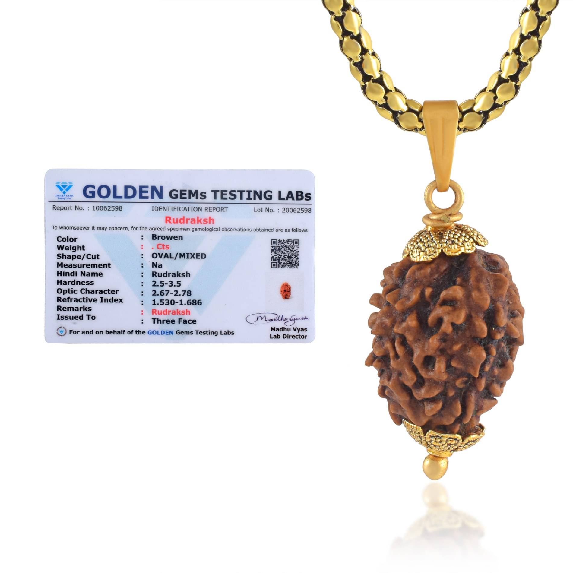     			ADMIER 3 Mukhi Rudraksha Pendant With Chain ( Pack of 1 )