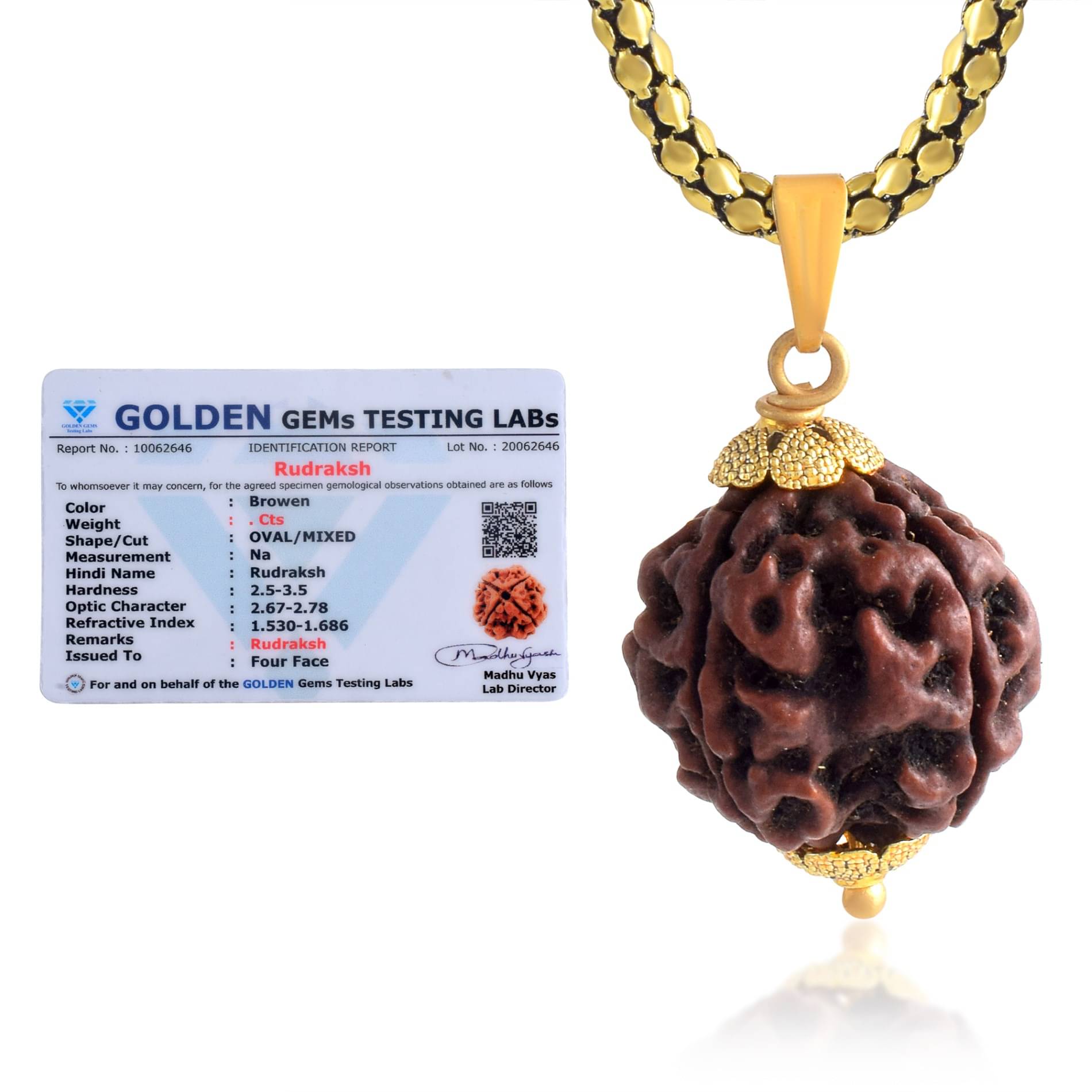     			ADMIER 4 Mukhi Rudraksha Pendant With Chain ( Pack of 1 )