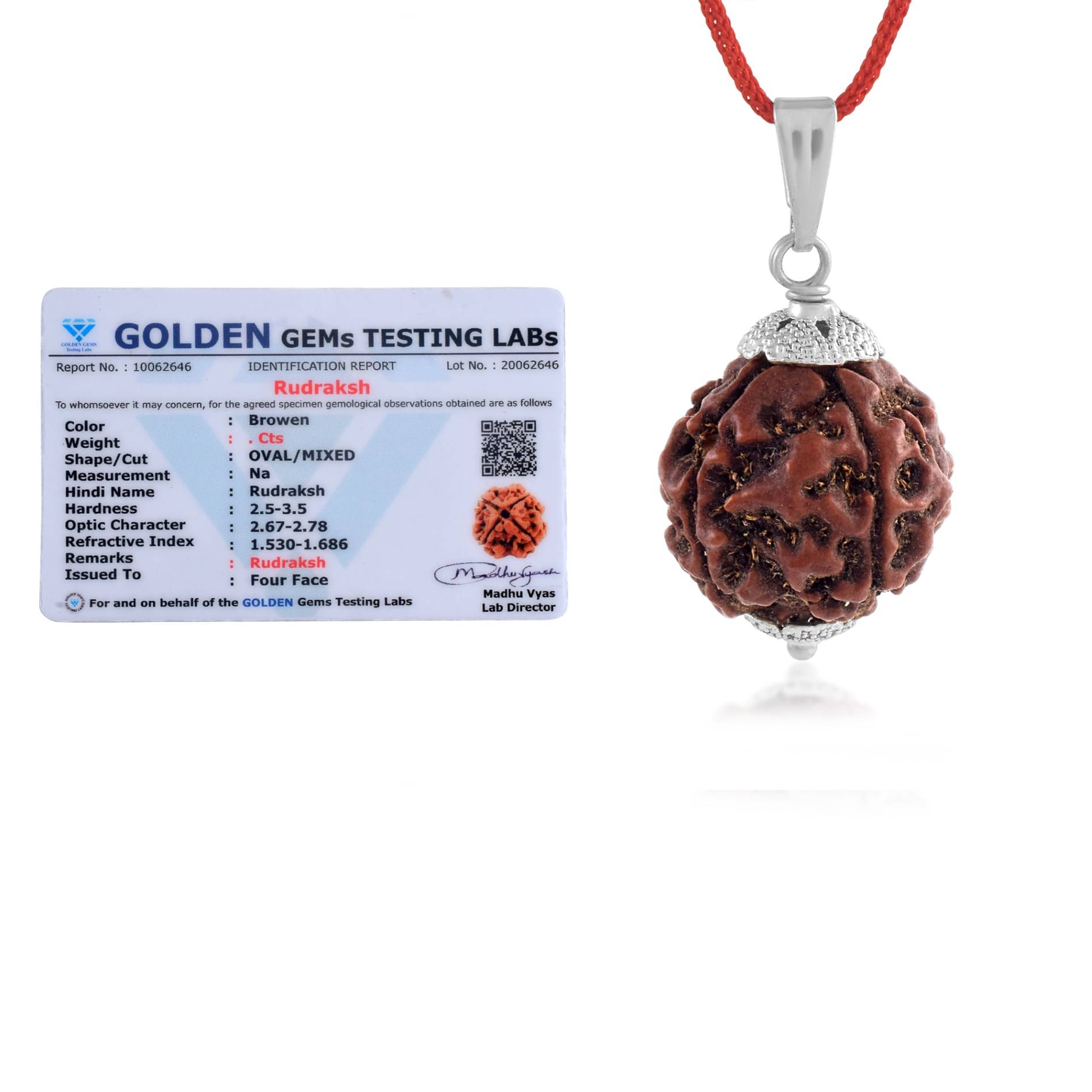     			ADMIER 4 Mukhi Rudraksha Pendant With Thread ( Pack of 1 )