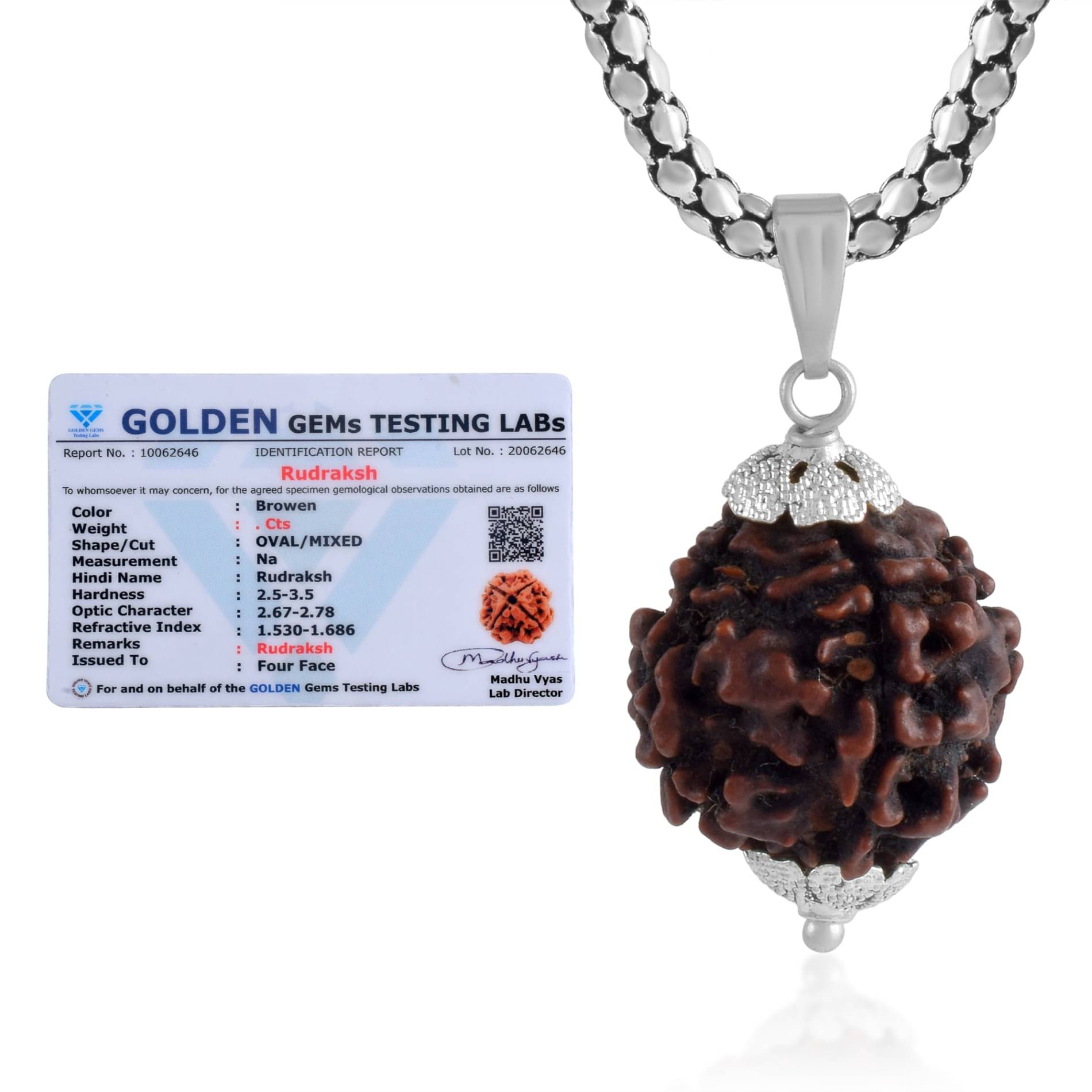 ADMIER 4 Mukhi Rudraksha Pendant With Chain ( Pack of 1 ) ADMIER 4 Mukhi Rudraksha Pendant With Chain ( Pack of 1 )