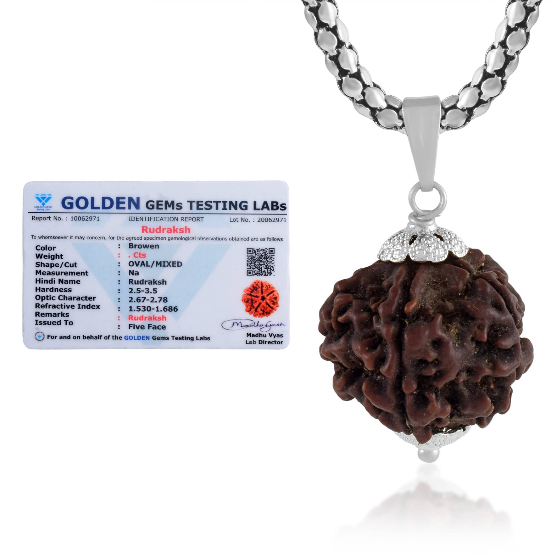     			ADMIER 5 Mukhi Rudraksha Pendant With Chain ( Pack of 1 )