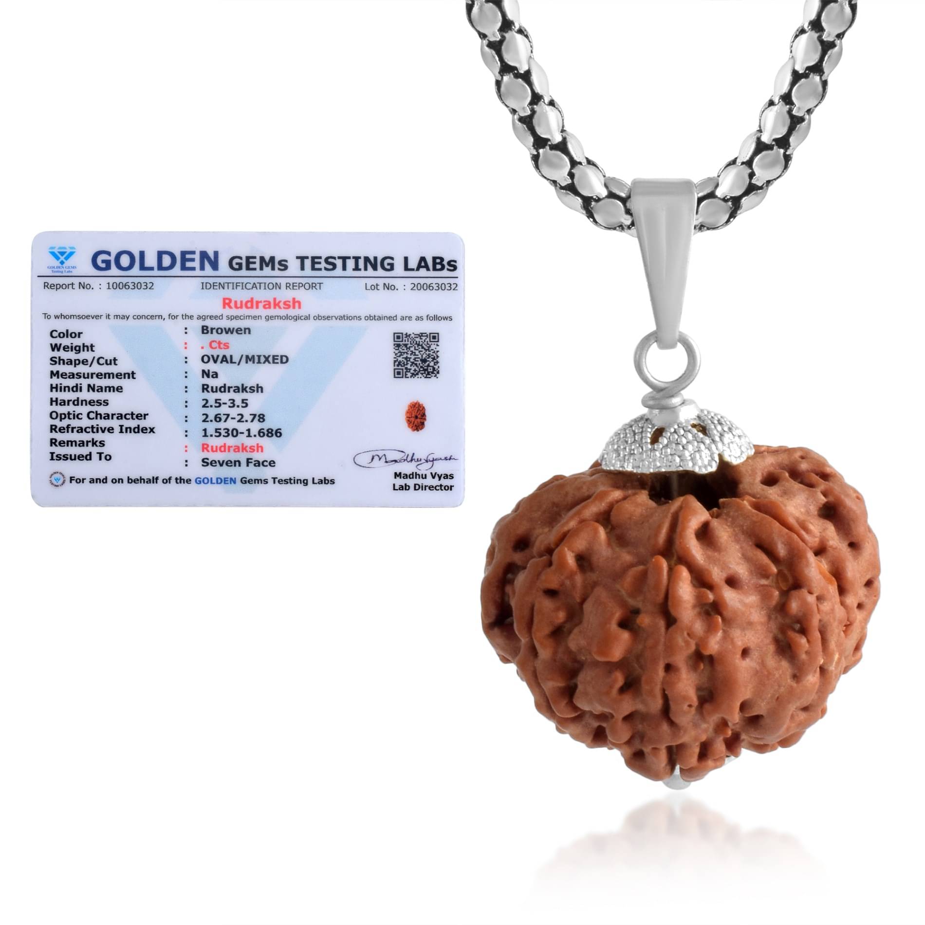 ADMIER 7 Mukhi Rudraksha Pendant With Chain ( Pack of 1 ) ADMIER 7 Mukhi Rudraksha Pendant With Chain ( Pack of 1 )