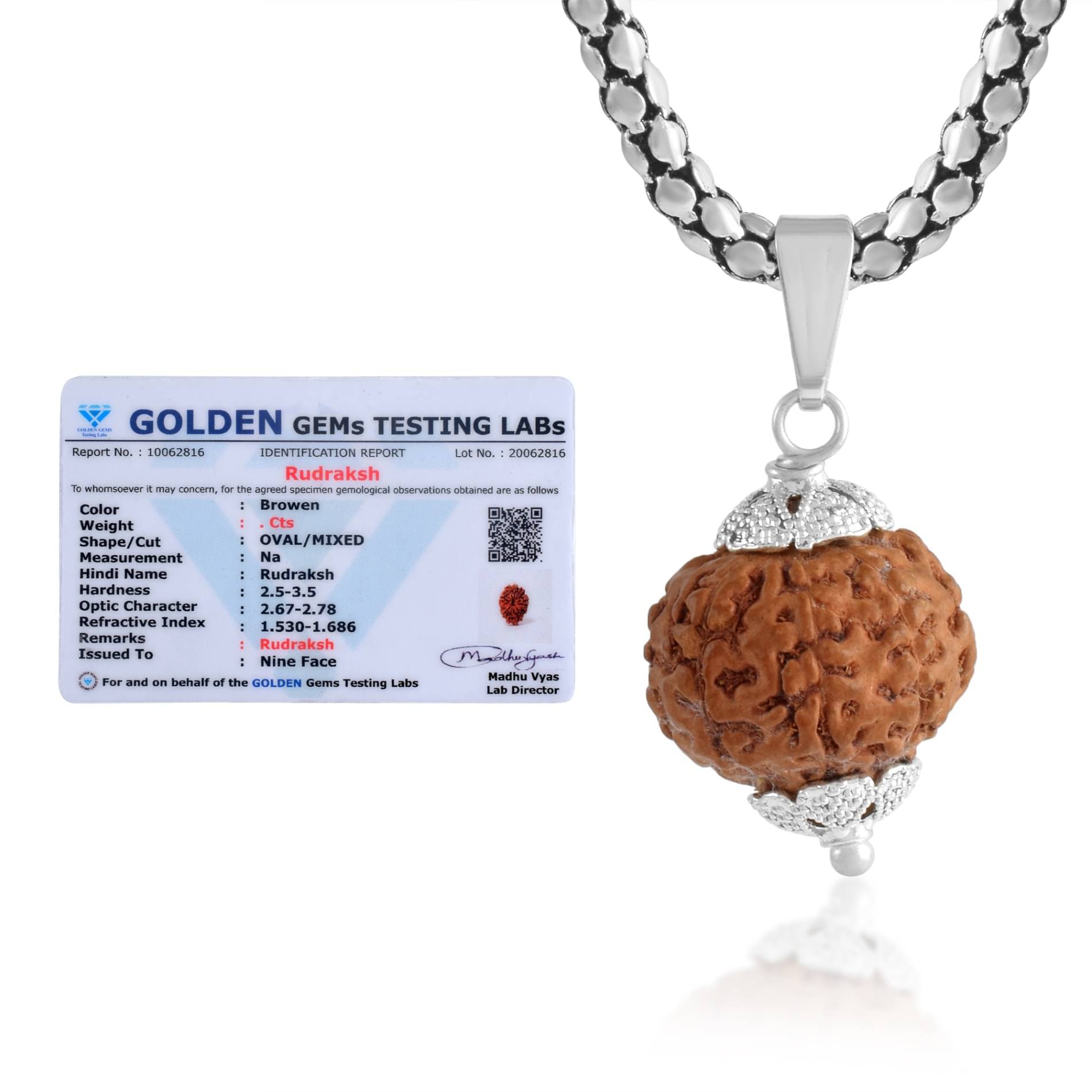 ADMIER 9 Mukhi Rudraksha Pendant With Chain ( Pack of 1 ) ADMIER 9 Mukhi Rudraksha Pendant With Chain ( Pack of 1 )