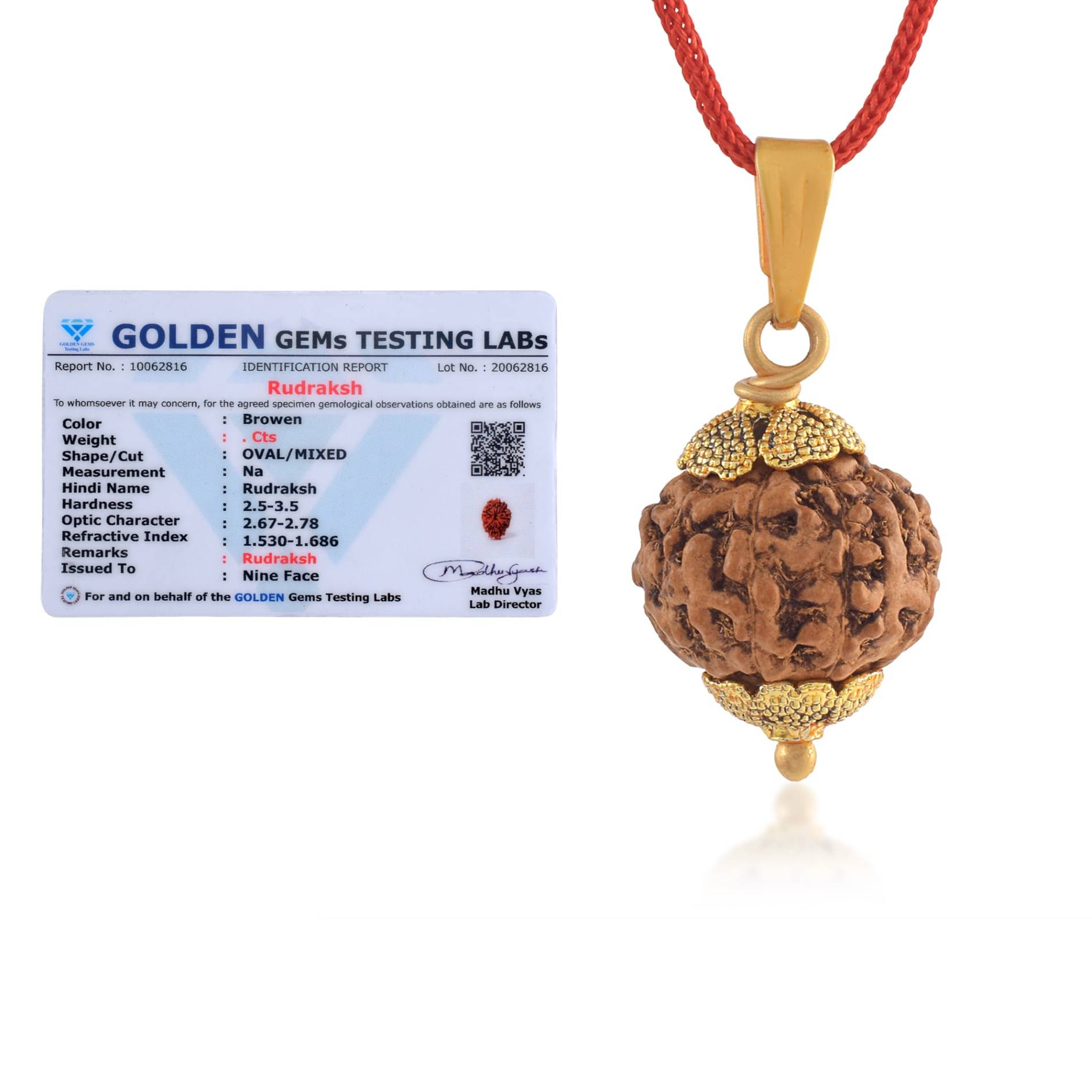     			ADMIER 9 Mukhi Rudraksha Pendant With Thread ( Pack of 1 )