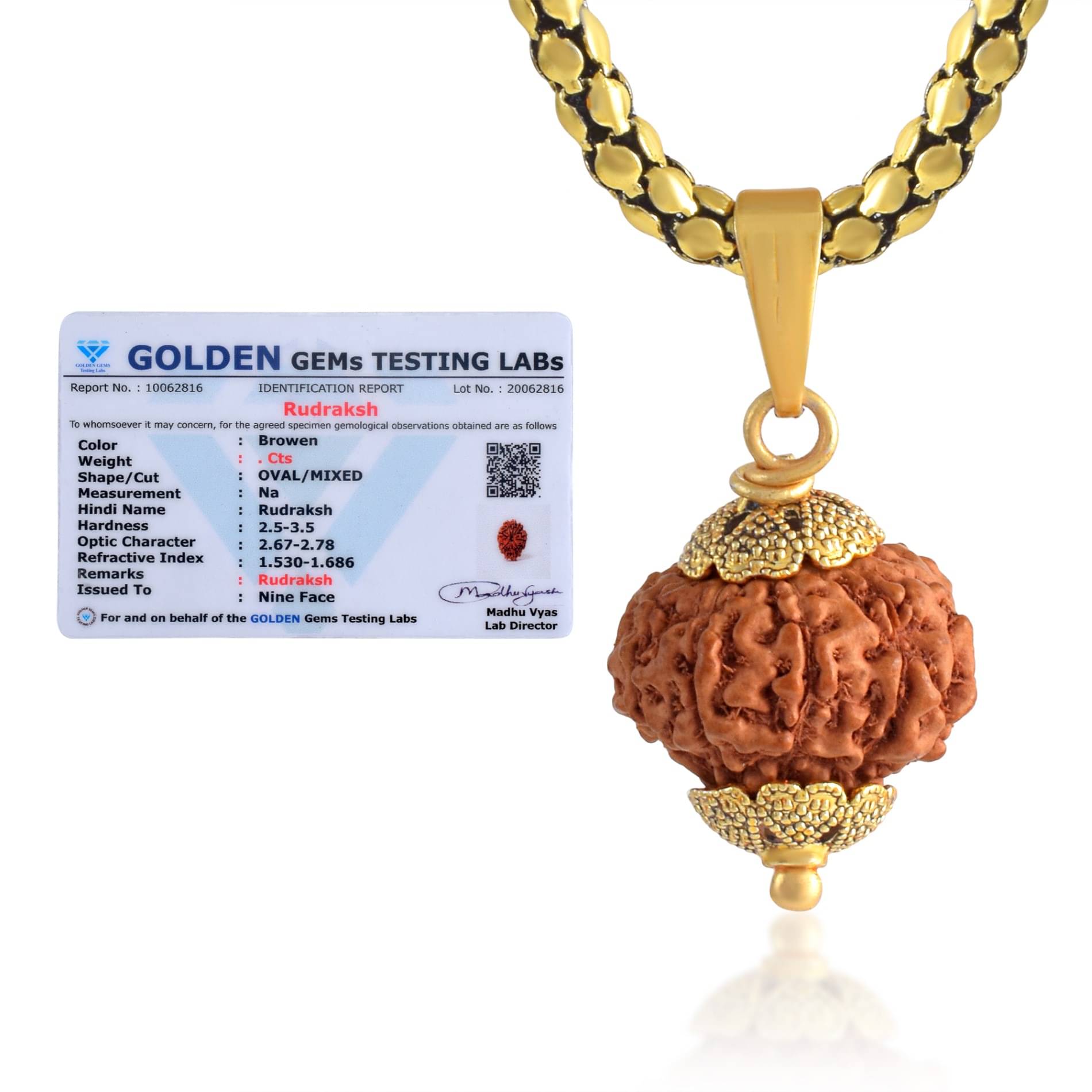     			ADMIER 9 Mukhi Rudraksha Pendant With Chain ( Pack of 1 )