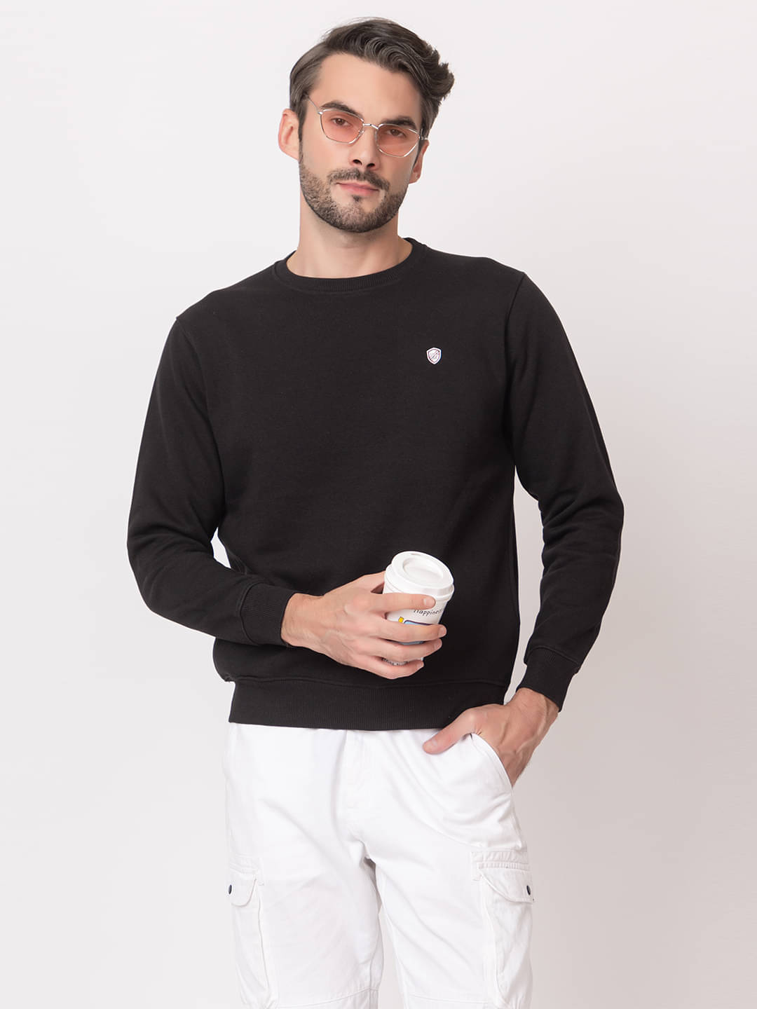 ARIIX Cotton Blend Round Neck Men's Sweatshirt - Black ( Pack of 1 ) ARIIX Cotton Blend Round Neck Men's Sweatshirt - Black ( Pack of 1 )