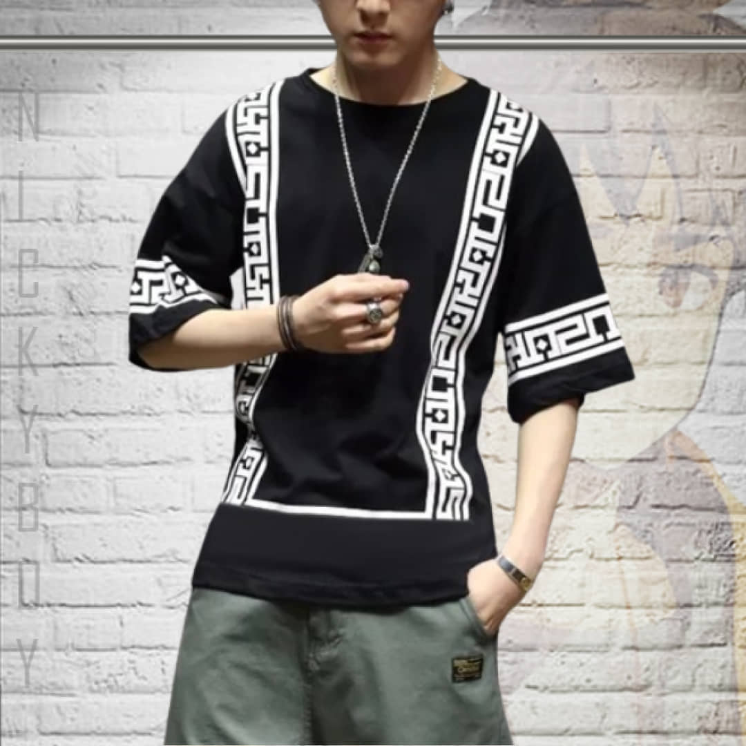 CONWAY Pack of 1 Cotton Blend Regular Fit Men's T-Shirt ( Black )