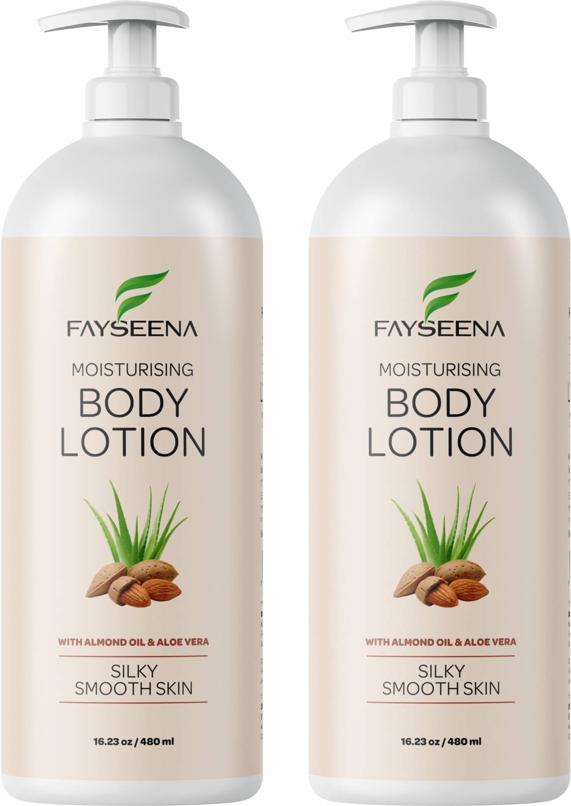 Fayseena Moisturising Body Lotion, AlmondOil & AloeVera For Silky Smooth Skin480ml (Pack Of 2) Fayseena Moisturising Body Lotion, AlmondOil & AloeVera For Silky Smooth Skin480ml (Pack Of 2)