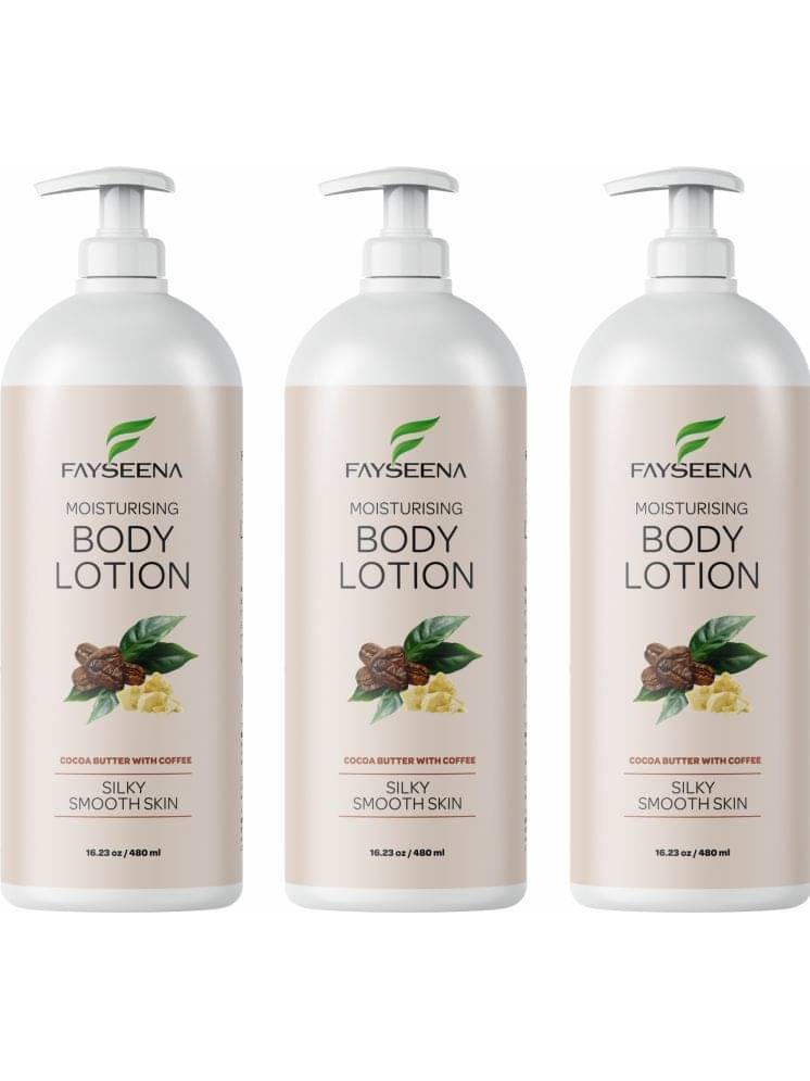 Fayseena Moisturising Body Lotion, Cocoa Butter & Coffee For Silky Smooth Skin480ml (Pack Of 3) Fayseena Moisturising Body Lotion, Cocoa Butter & Coffee For Silky Smooth Skin480ml (Pack Of 3)