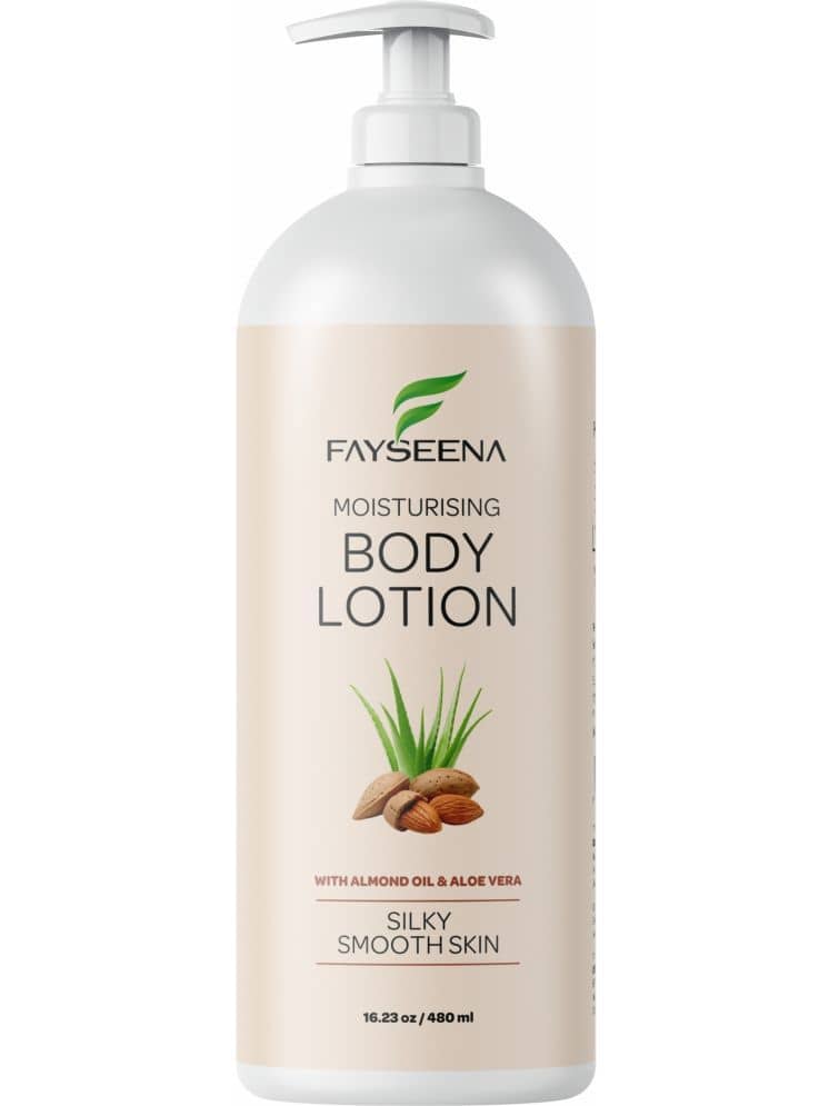 Fayseena Moisturising Body Lotion, AlmondOil & AloeVera For Silky Smooth Skin480ml (Pack Of 1)