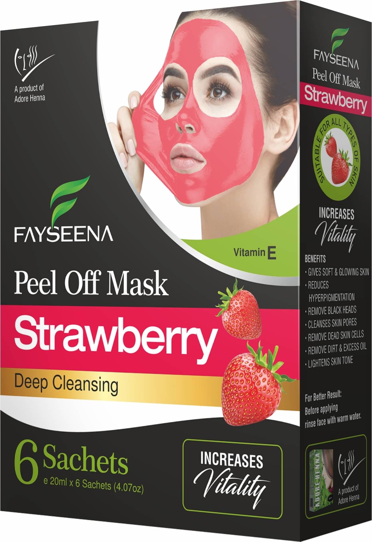     			Fayseena Strawberry Peel Off Mask, Deep Cleansing, Increases Vitality- 20ml(Pack Of 6)