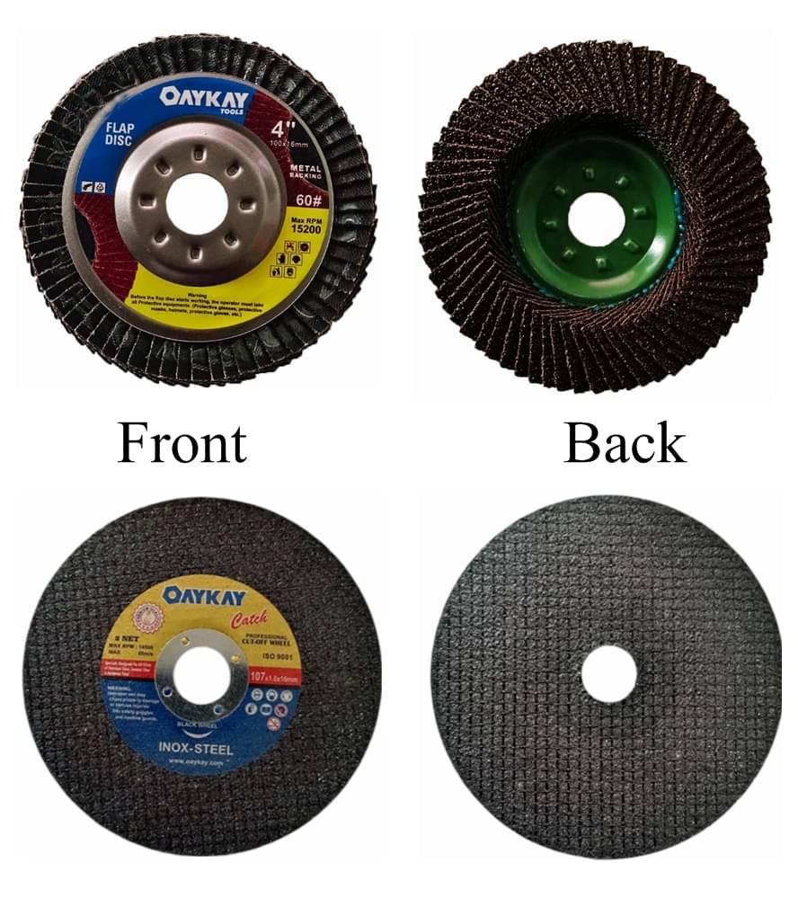     			Heavy Duty Cutting Wheel Catch Black 4 inch & Flap Disc 4x60 Grit Metal Backing (Pack of 5+5 Pcs) Oaykay Tools
