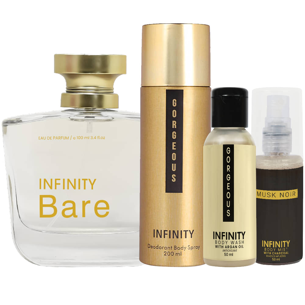    			Infinity Bare Perfume, Gorgeous Deodorant, Gorgeous Body Wash & Musk Noir Body Mist Long Lasting Pack of 4