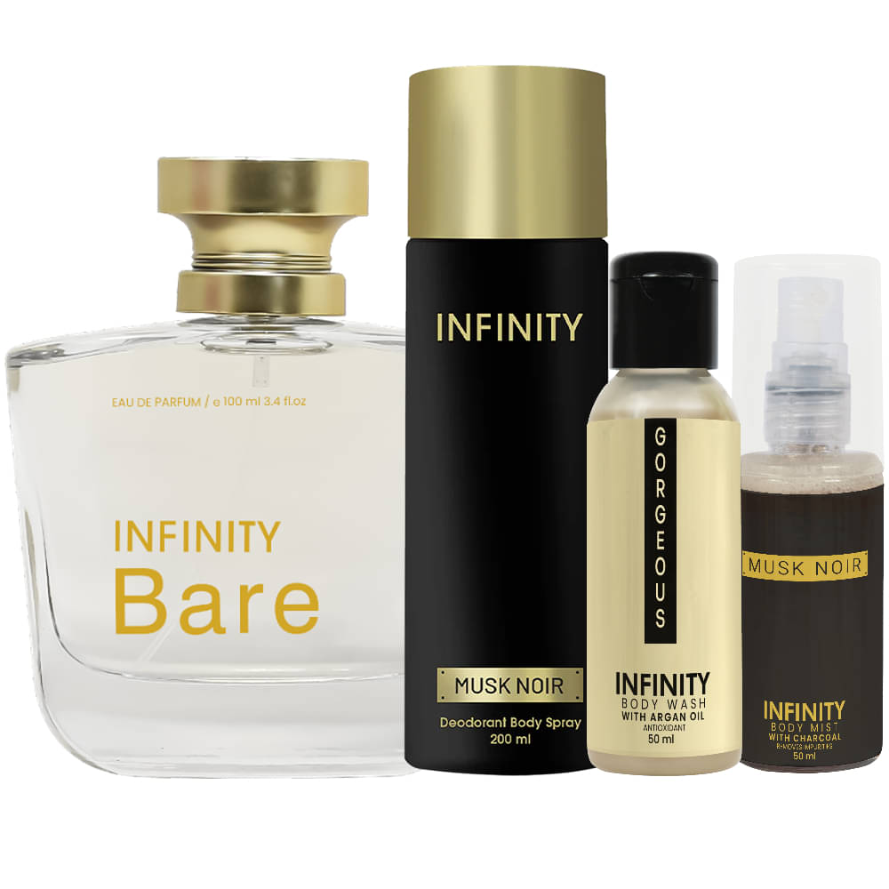     			Infinity Bare Perfume, Musk Noir Deodorant, Gorgeous Body Wash & Musk Noir Body Mist Long Lasting Pack of 4
