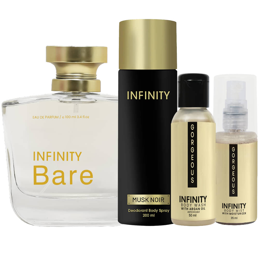     			Infinity Bare Perfume, Musk Noir Deodorant, Gorgeous Body Wash & Gorgeous Body Mist Long Lasting Pack of 4