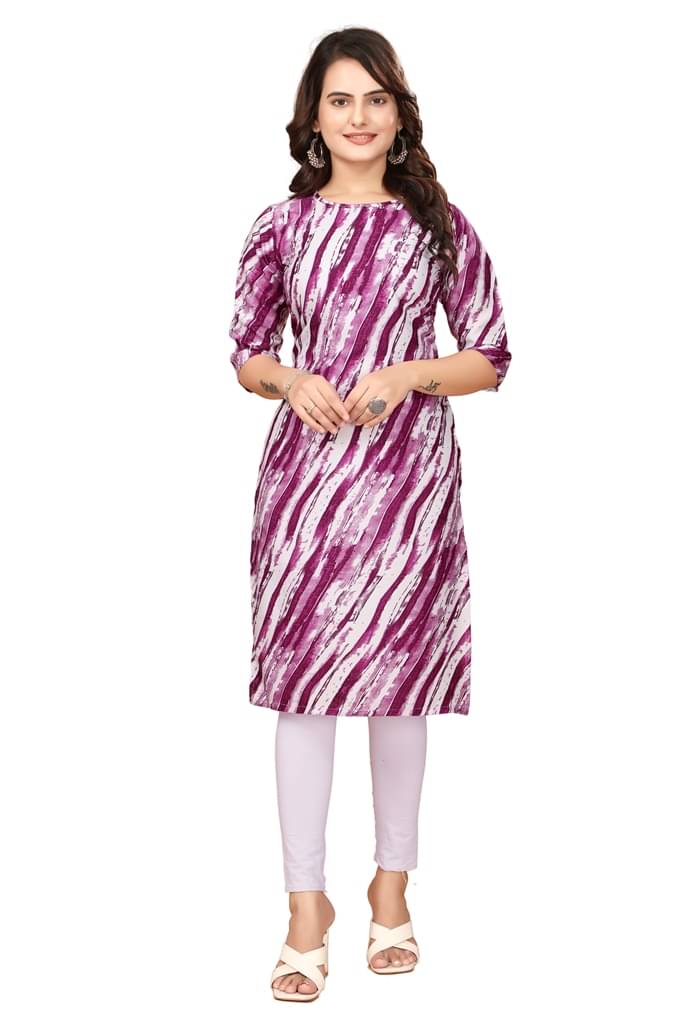     			KHODAAL KRUPA CREATION Crepe Printed Straight Women's Kurti - Purple ( Pack of 1 )