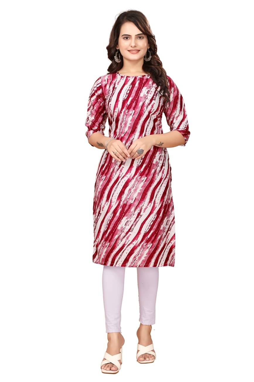 KHODAAL KRUPA CREATION Crepe Printed Straight Women's Kurti - Red ( Pack of 1 ) KHODAAL KRUPA CREATION Crepe Printed Straight Women's Kurti - Red ( Pack of 1 )