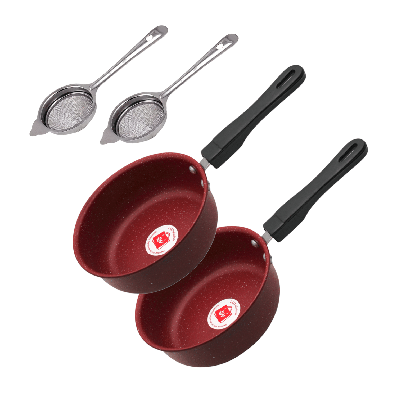     			LAZYWINDOW Sauce & Tea Stainer Maroon Hard Anodised Non-Stick Cookware Sets ( Set of 1 )