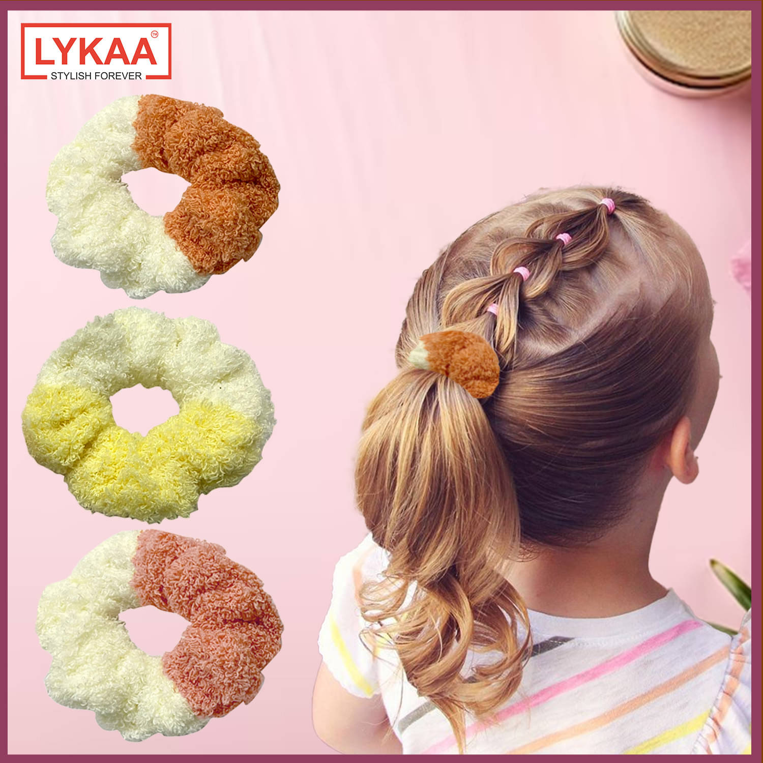 Lykaa Fur Microfabric Hair Scrunchies Elastics Ponytail Holders for Women & Girls - 3 Pcs Multicolor Lykaa Fur Microfabric Hair Scrunchies Elastics Ponytail Holders for Women & Girls - 3 Pcs Multicolor