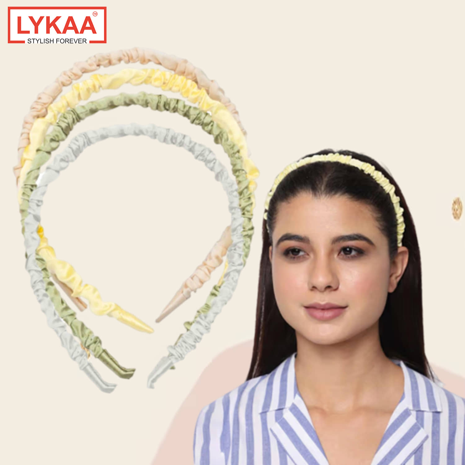 Lykaa Headbands Satin Silk Twine Beautiful Fancy Frill Hair Band For Girls Women, 4 Pcs Multicolor - Jewellery Sets | Buy online on ZillyBuy