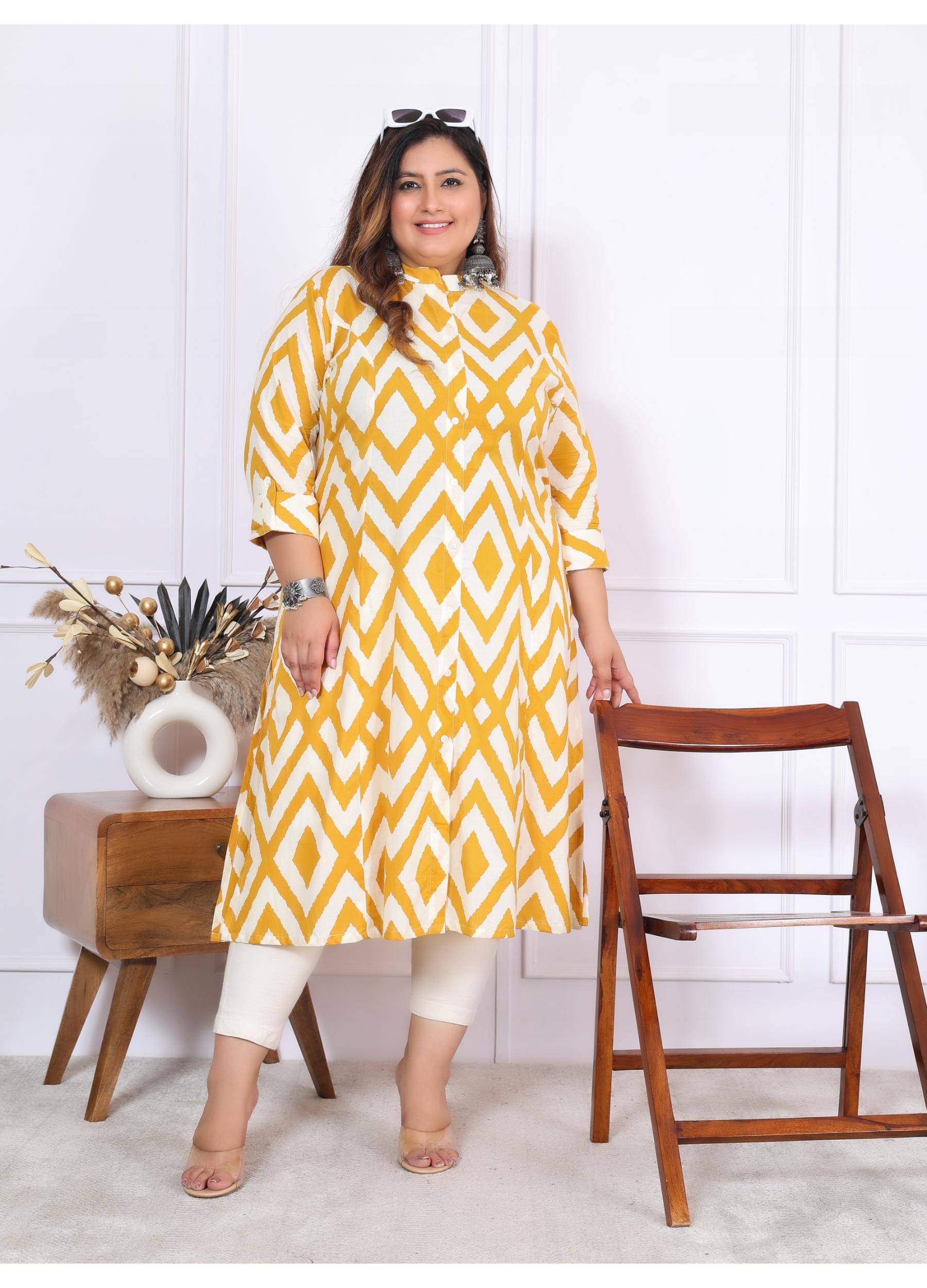     			Label Flavia Women Cotton Printed A-line Kurti ( Yellow )