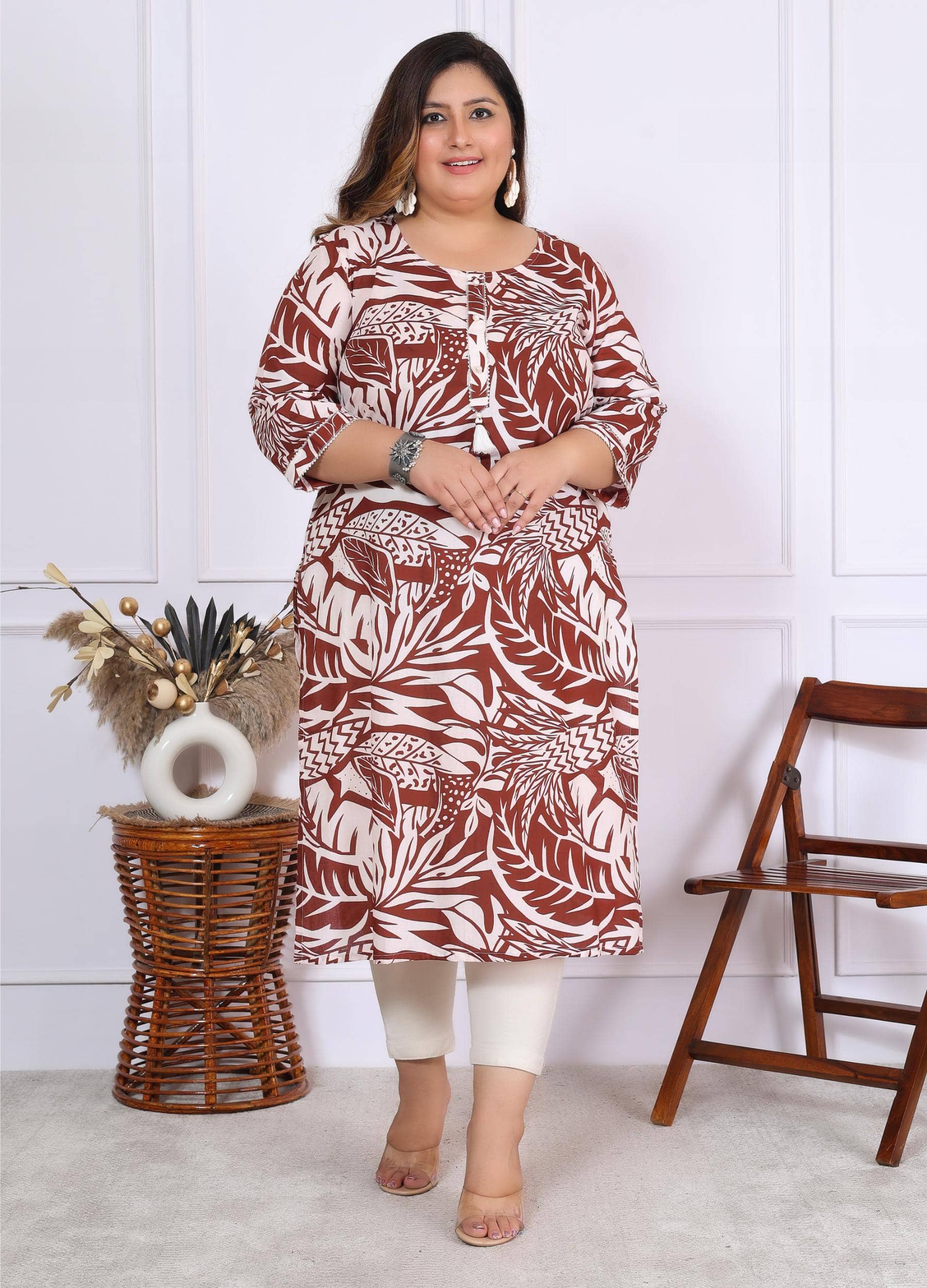 Label Flavia Women Cotton Printed Straight Kurti ( Maroon ) - Kurtis, Tunics | Buy online on ZillyBuy