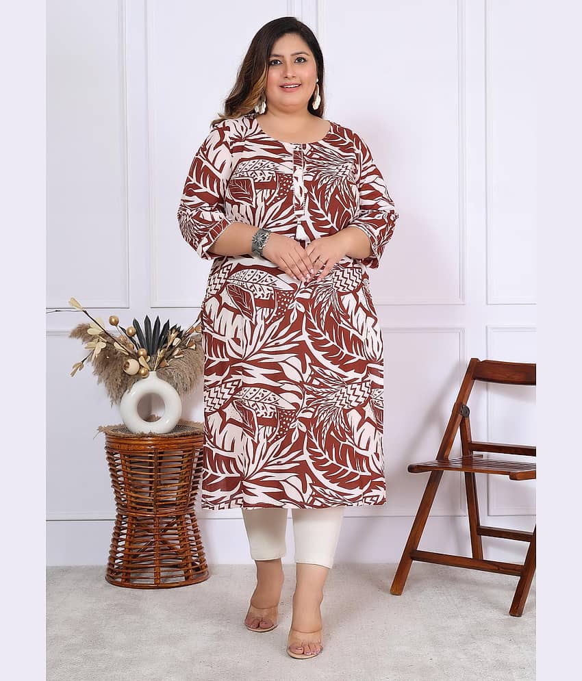 Label Flavia Women Cotton Printed Straight Kurti ( Maroon ) - Kurtis, Tunics | Buy online on ZillyBuy