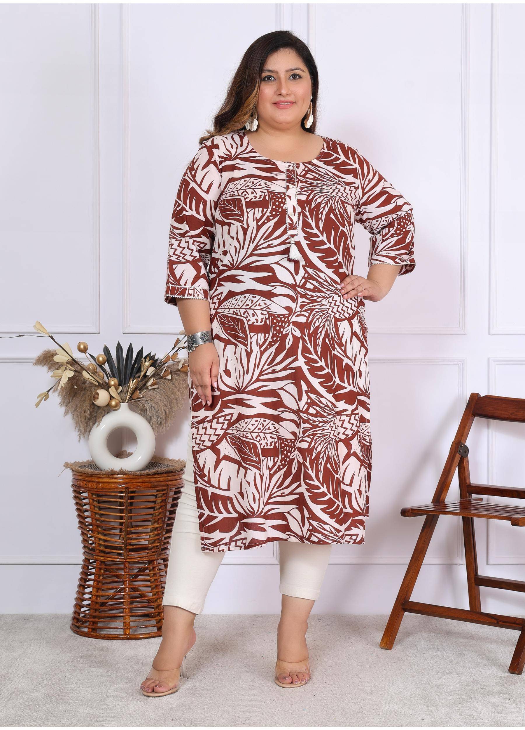     			Label Flavia Women Cotton Printed Straight Kurti ( Maroon )