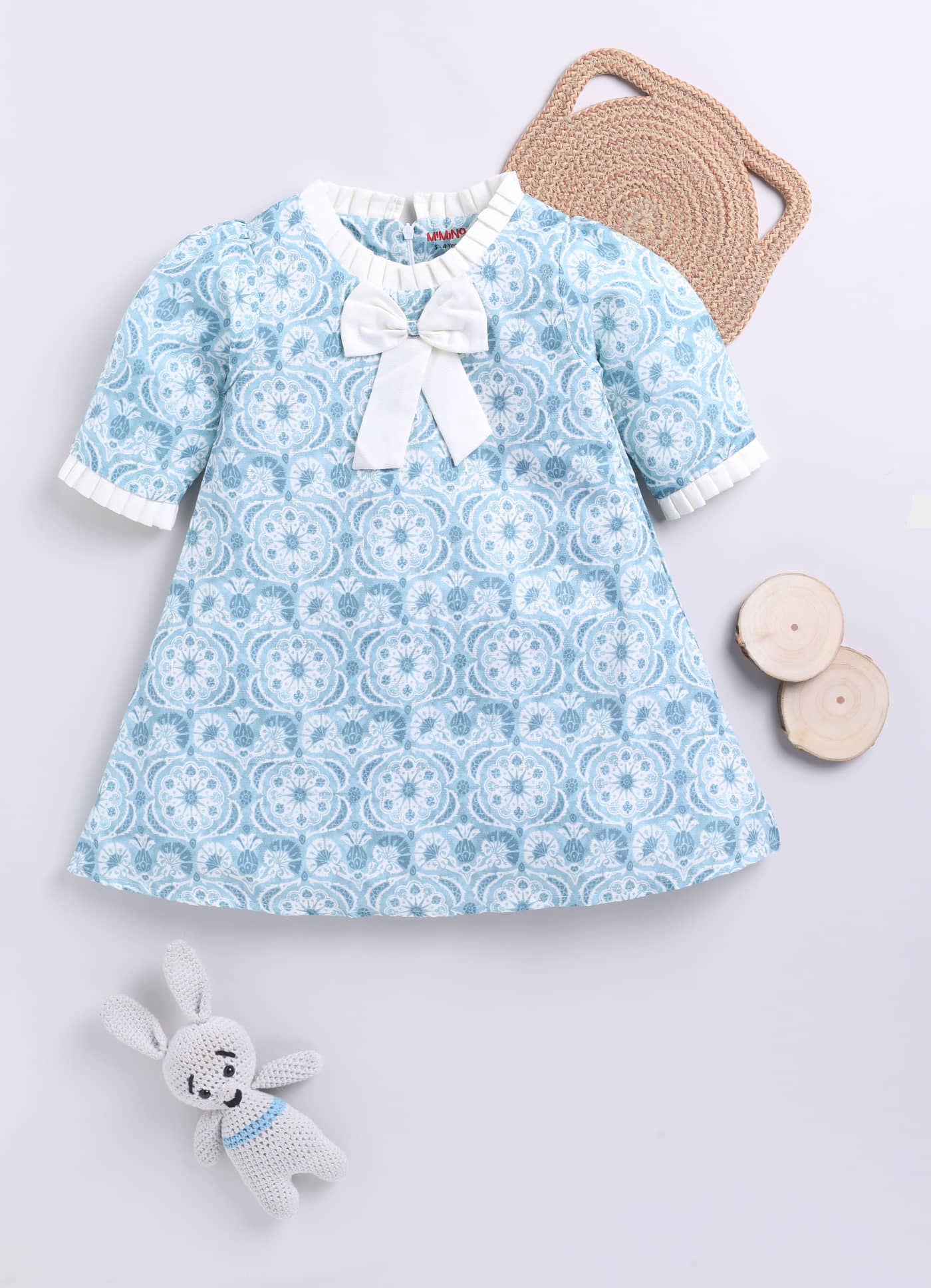 MIMINO Pack of 1 Baby Girls Cotton Frock ( Blue )