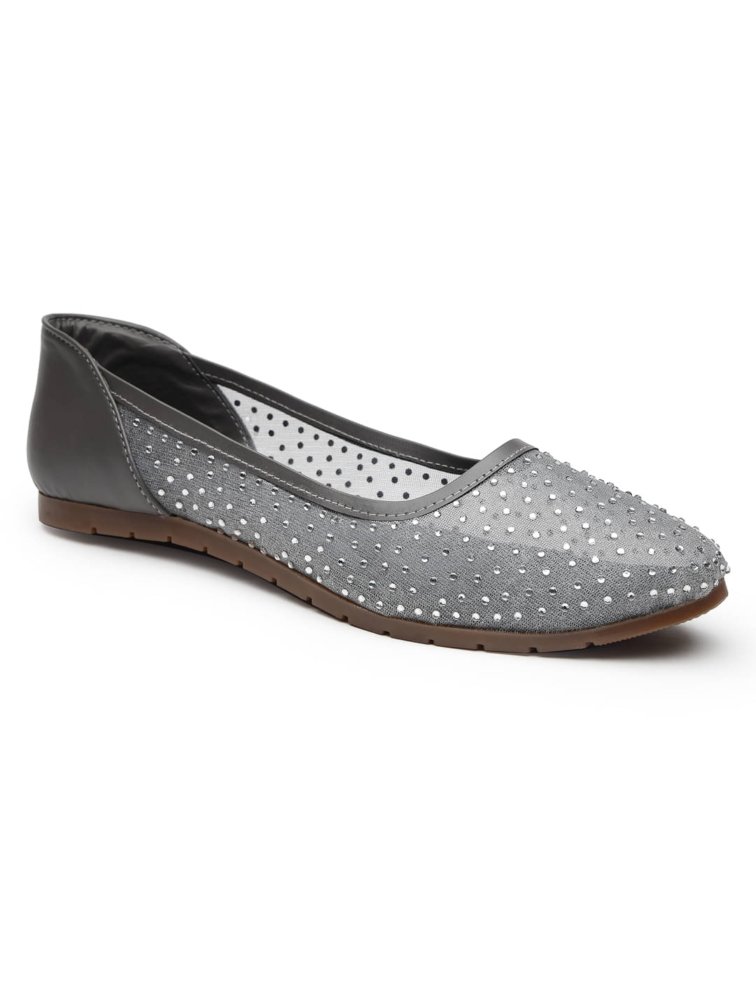     			NATSHUZ Gray Women's Casual Ballerinas