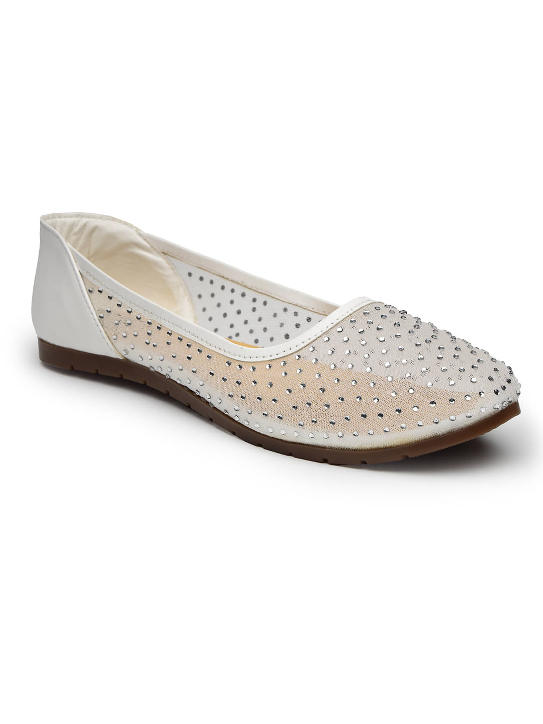     			NATSHUZ White Women's Casual Ballerinas