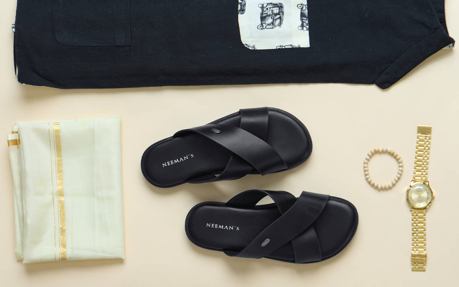 Neemans The Minimals - Black Men's Sandals