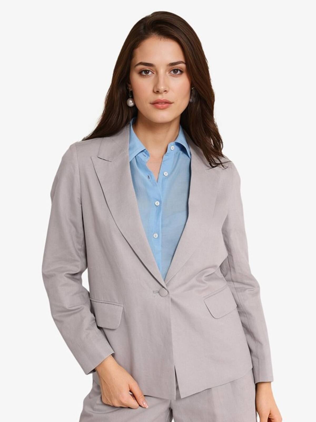     			PLUS PARADISE - Cotton Blend Grey Blazers