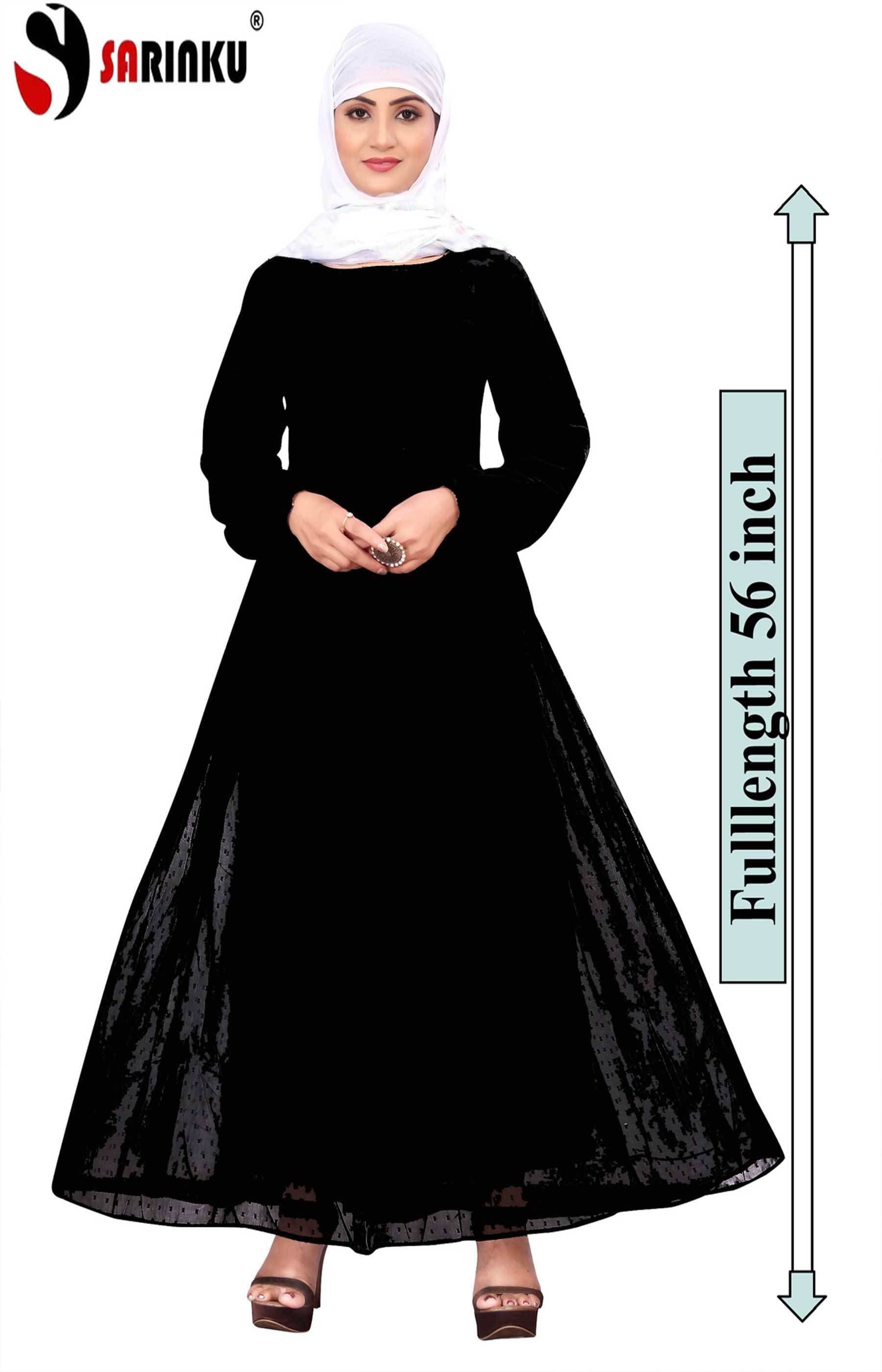 SARINKU Black Georgette Stitched Burqas without Hijab - Single SARINKU Black Georgette Stitched Burqas without Hijab - Single