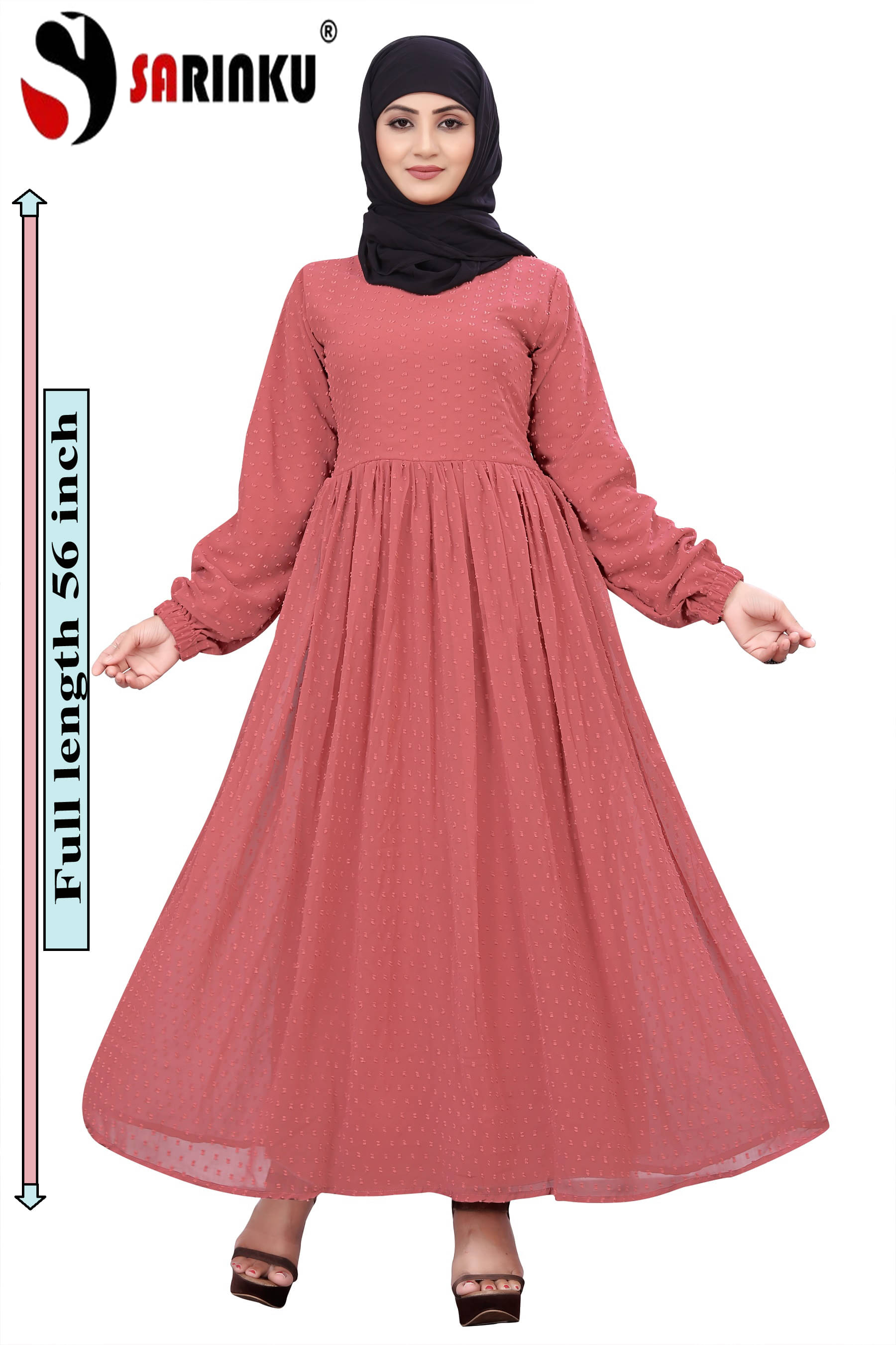 SARINKU Rust Georgette Stitched Burqas without Hijab - Single SARINKU Rust Georgette Stitched Burqas without Hijab - Single