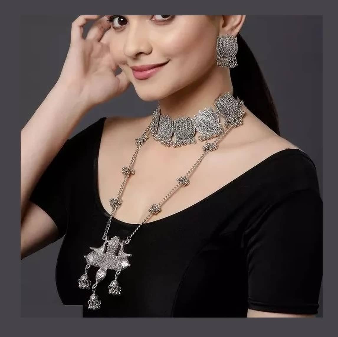 Samridhi DC Silver Alloy Necklace Set ( Pack of 1 )