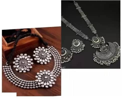 Samridhi DC Silver Alloy Necklace Set ( Pack of 1 )