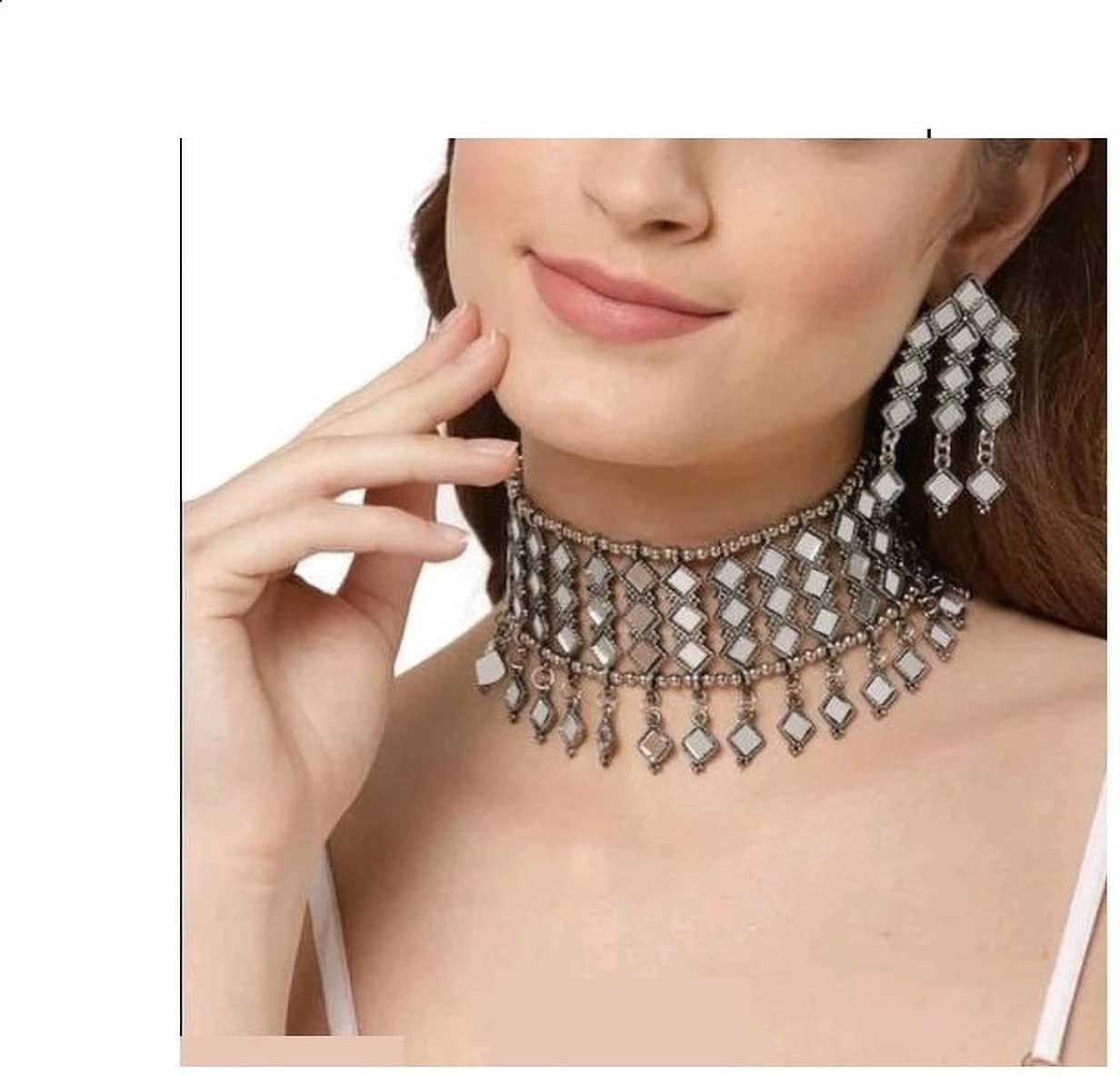 Samridhi DC Silver Alloy Necklace Set ( Pack of 1 )