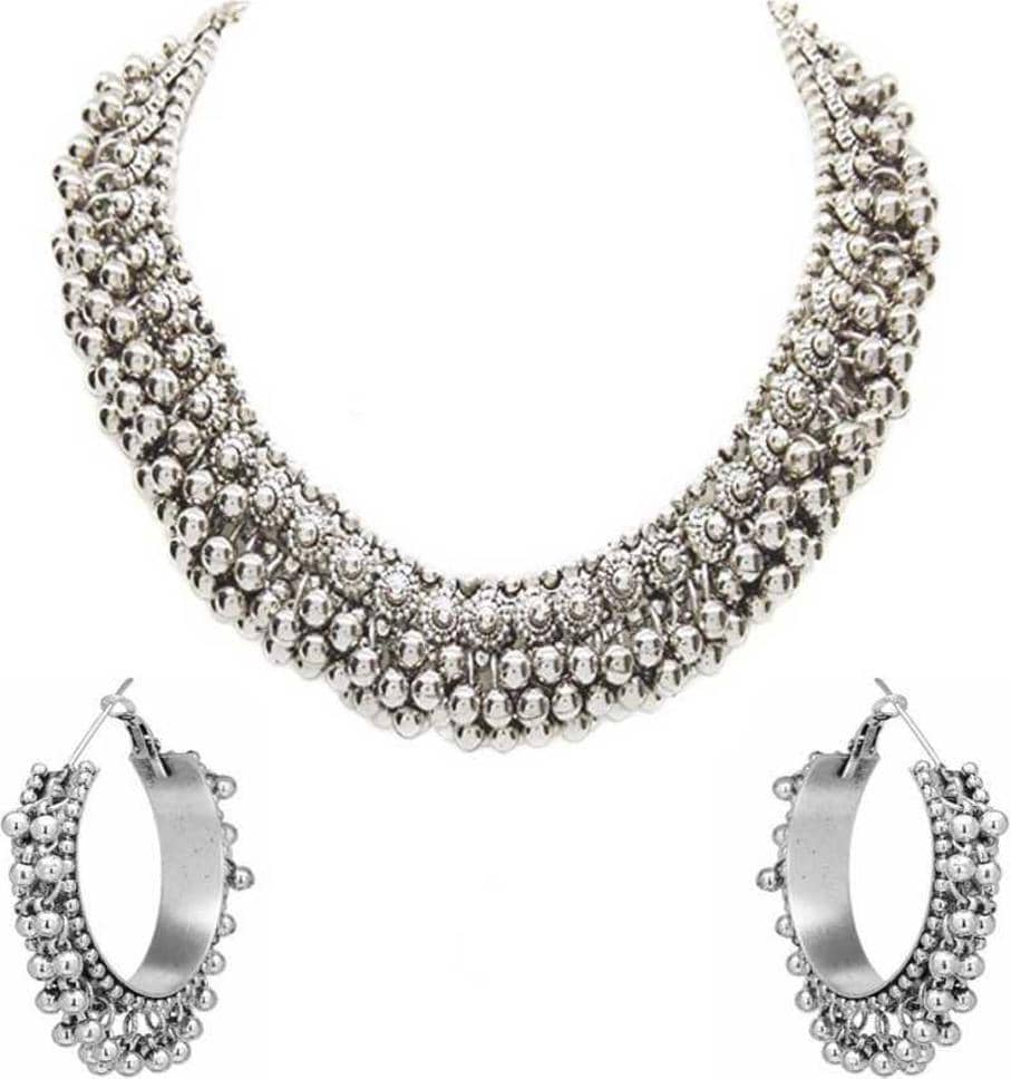 Samridhi DC Silver Alloy Necklace Set ( Pack of 1 )