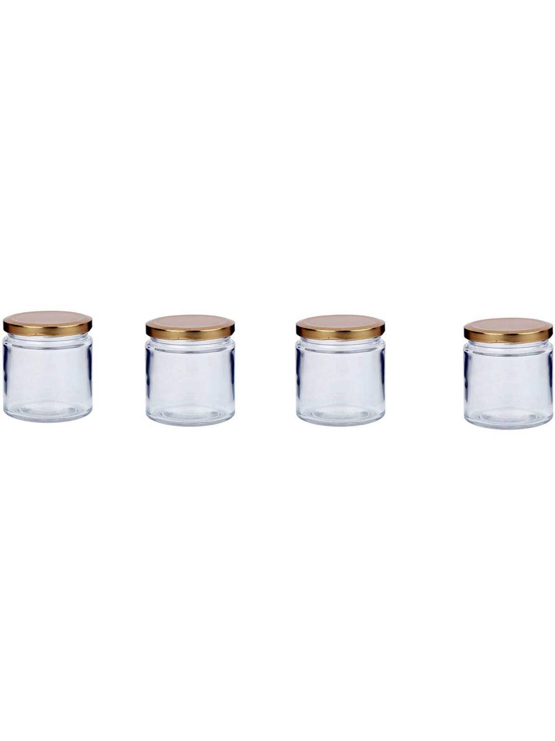 Somil Glass Contanier Glass Transparent Spice Container ( Set of 4 ) Somil Glass Contanier Glass Transparent Spice Container ( Set of 4 )