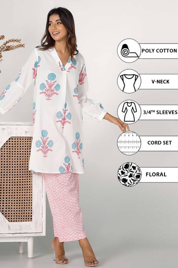 THE FAB FACTORY Cotton Blend Printed Kurti With Palazzo Women's Stitched Salwar Suit - Pink ( Pack of 1 ) THE FAB FACTORY Cotton Blend Printed Kurti With Palazzo Women's Stitched Salwar Suit - Pink ( Pack of 1 )