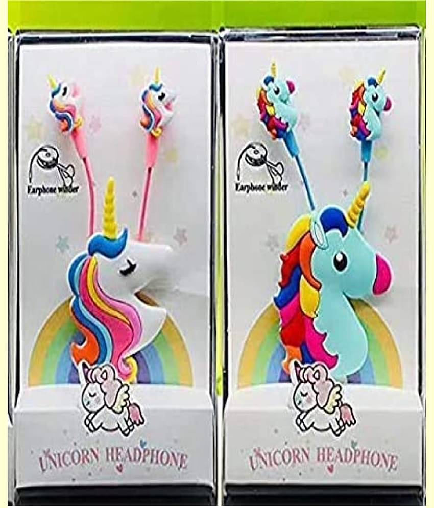 Unicorn Cartoon sound lead with 3.5mm jack for Kids (Pack of 2) (Free subscription of kids Educational worksheets)