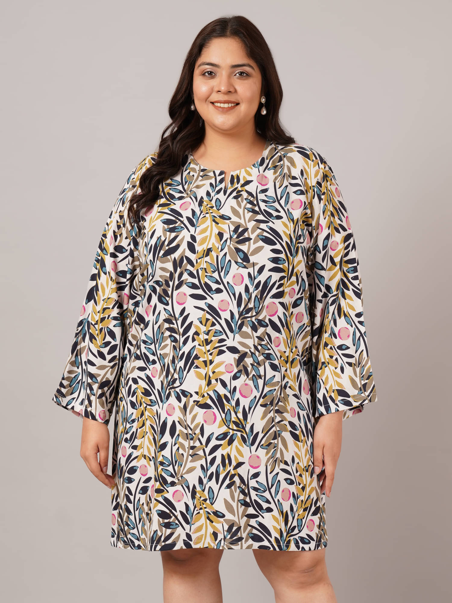     			VINAAN Women Rayon Printed A-line Dress ( Multi Color )