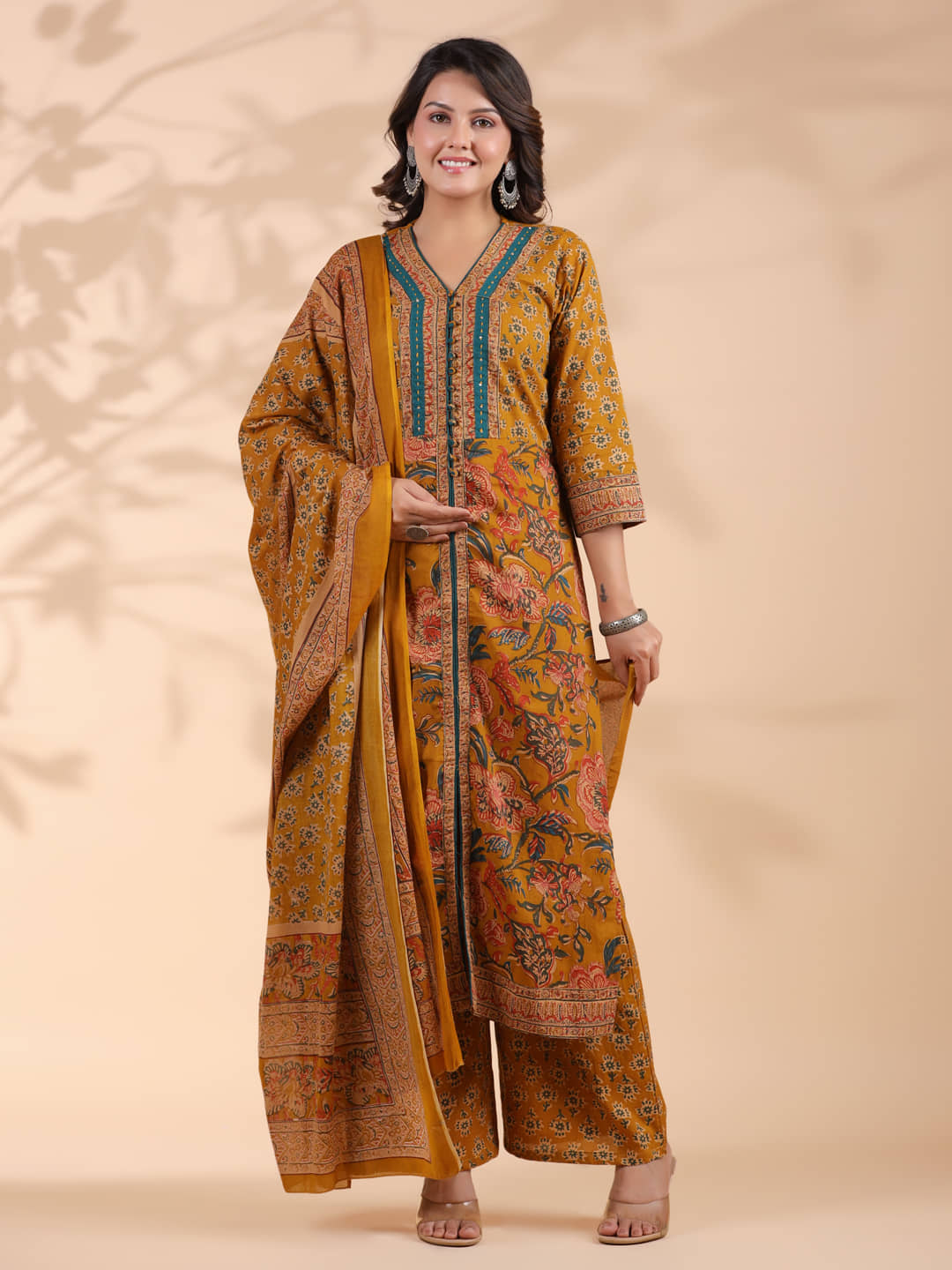 Vbuyz Cotton Printed Kurti With Palazzo Women's Stitched Salwar Suit - Wine ( Pack of 1 )