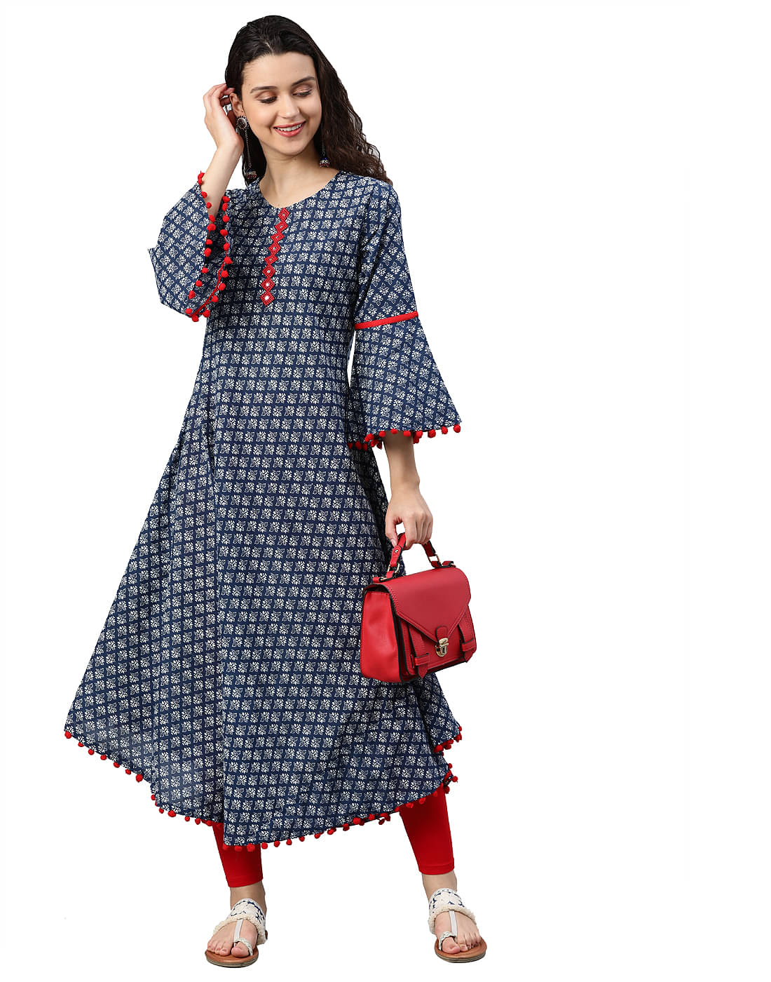 Yash Gallery Cotton Printed A-line Women's Kurti - Blue ( Pack of 1 ) Yash Gallery Cotton Printed A-line Women's Kurti - Blue ( Pack of 1 )