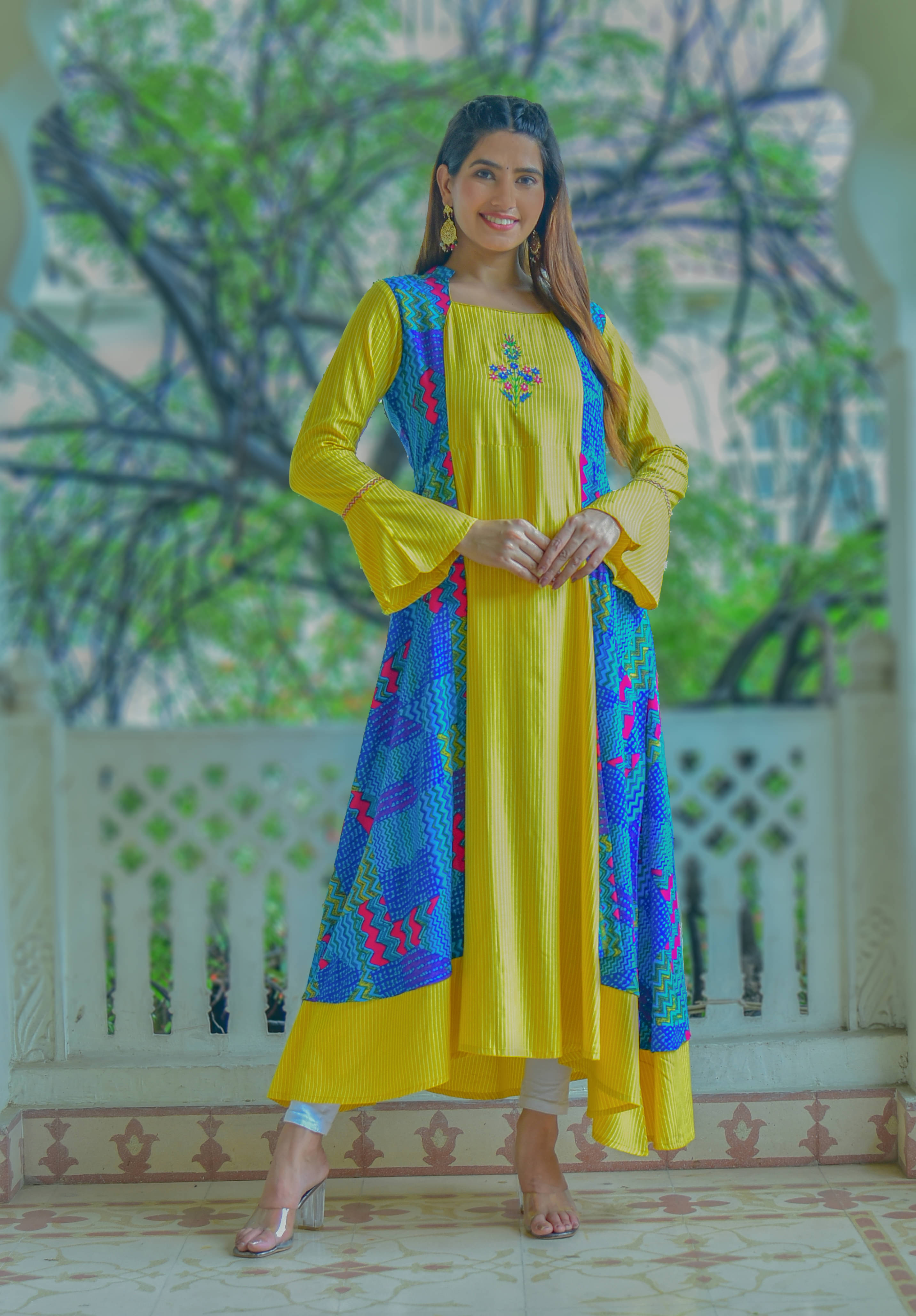 Yash Gallery Rayon Embroidered Anarkali Women's Kurti - Multicoloured ( Pack of 1 ) Yash Gallery Rayon Embroidered Anarkali Women's Kurti - Multicoloured ( Pack of 1 )