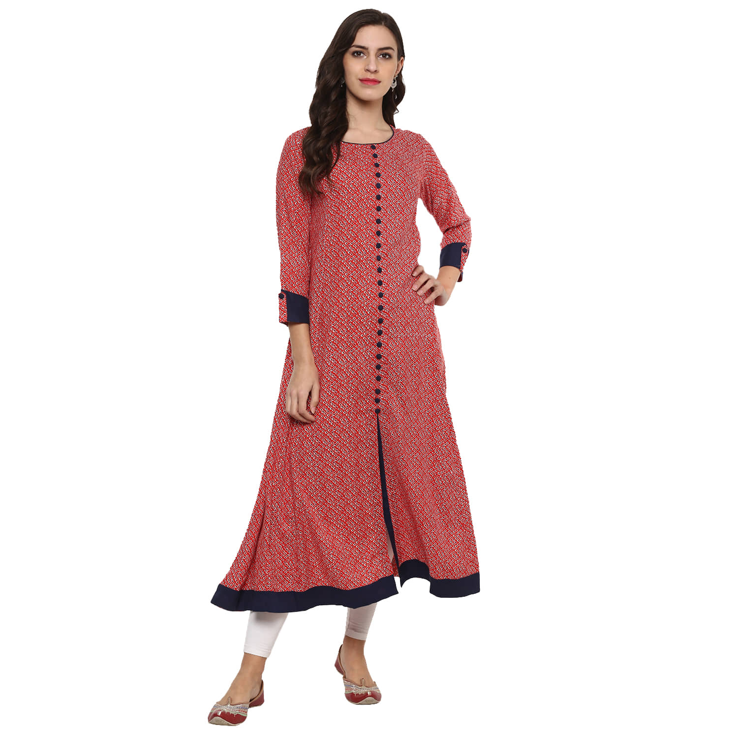Yash Gallery Rayon Printed Front Slit Women's Kurti - Pink ( Pack of 1 ) - Kurtis, Tunics | Buy online on ZillyBuy